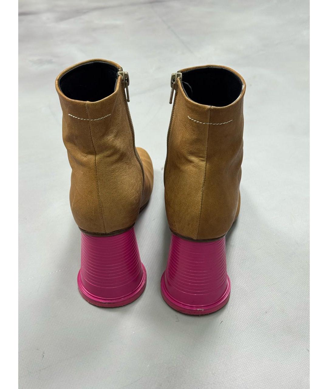 MM6 MAISON MARGIELA Коричневые кожаные ботильоны, фото 3