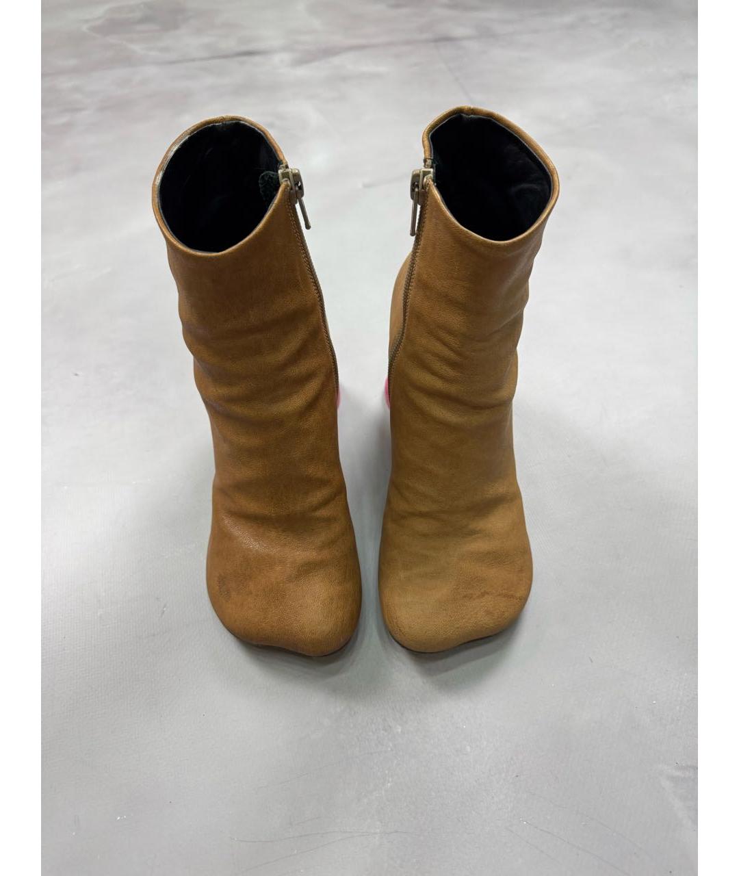 MM6 MAISON MARGIELA Коричневые кожаные ботильоны, фото 4