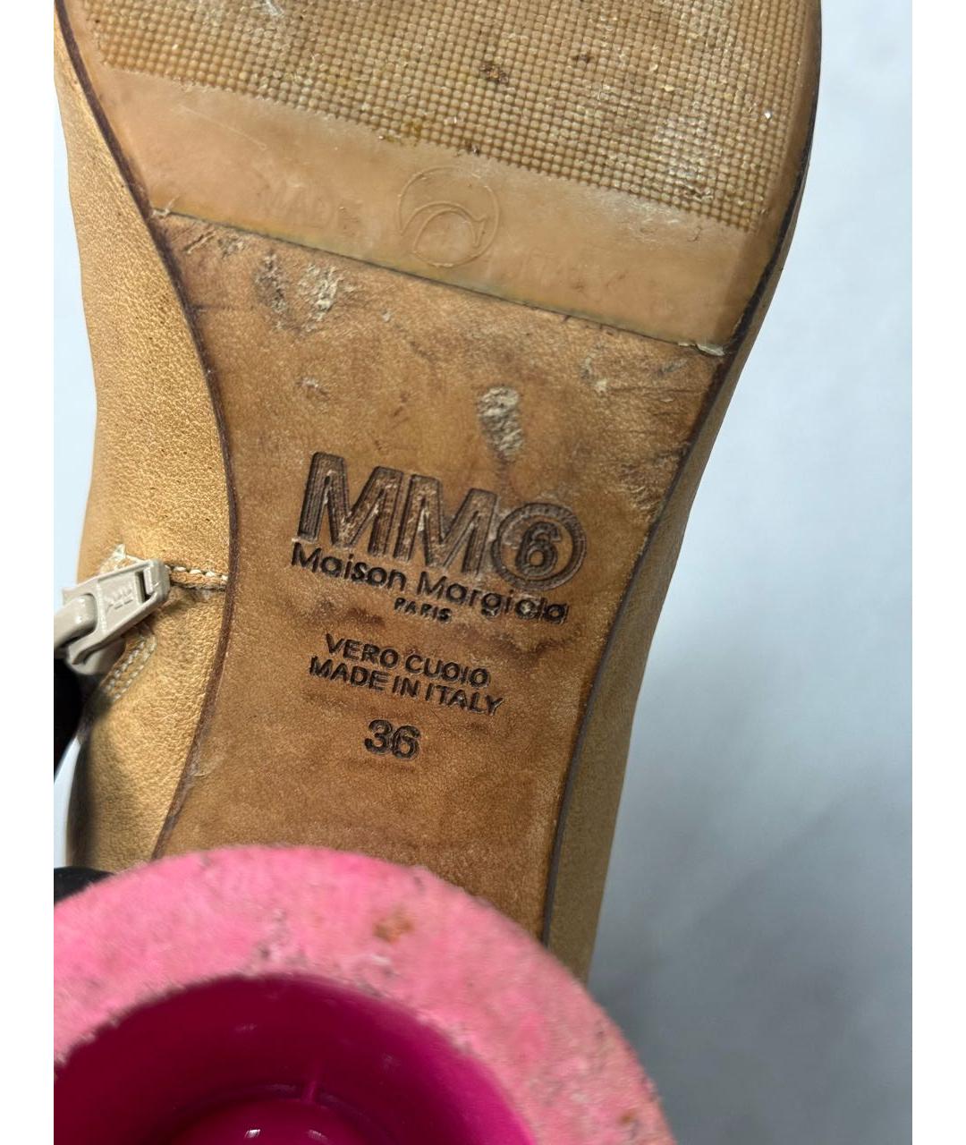 MM6 MAISON MARGIELA Коричневые кожаные ботильоны, фото 8