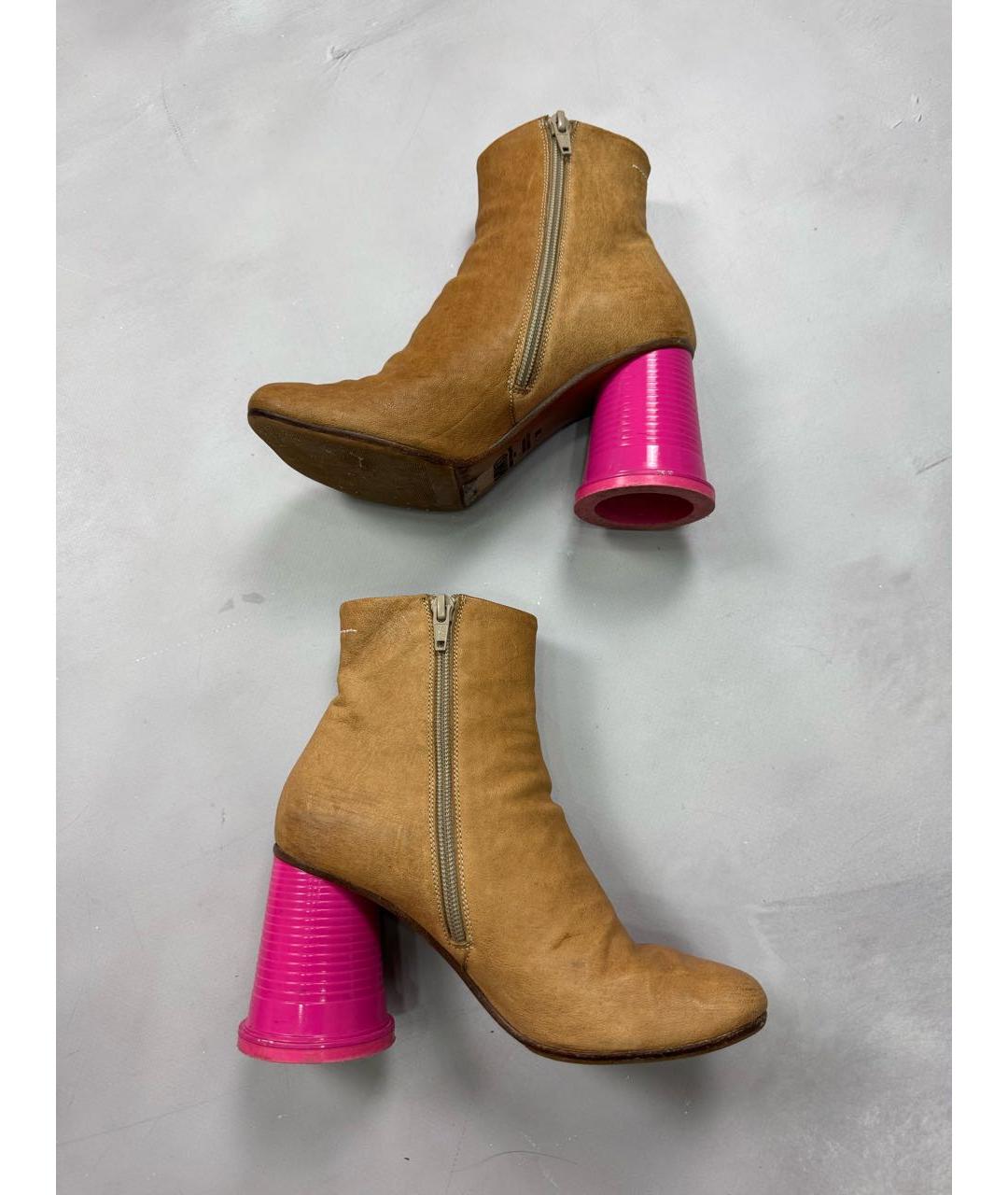 MM6 MAISON MARGIELA Коричневые кожаные ботильоны, фото 6