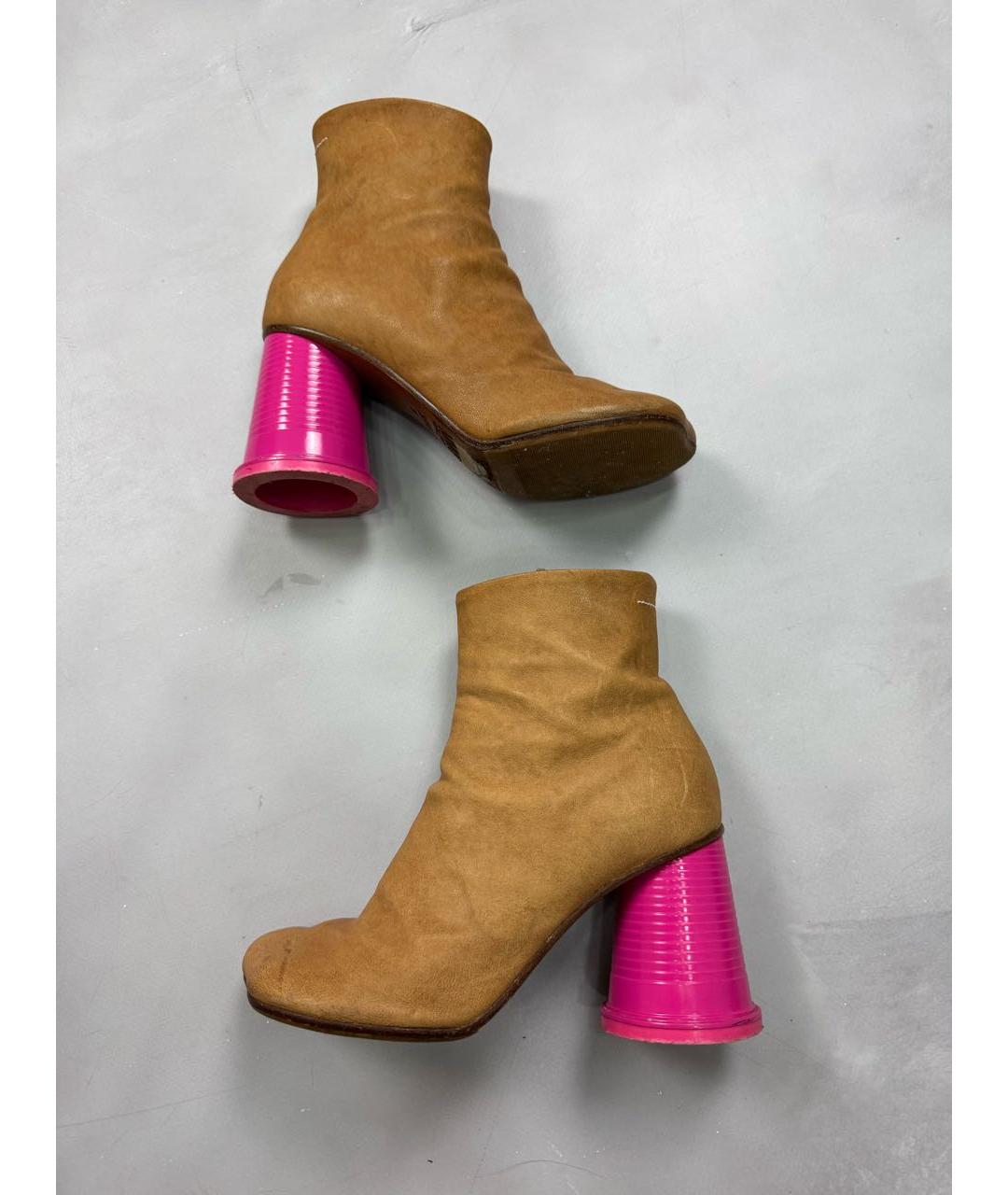 MM6 MAISON MARGIELA Коричневые кожаные ботильоны, фото 5