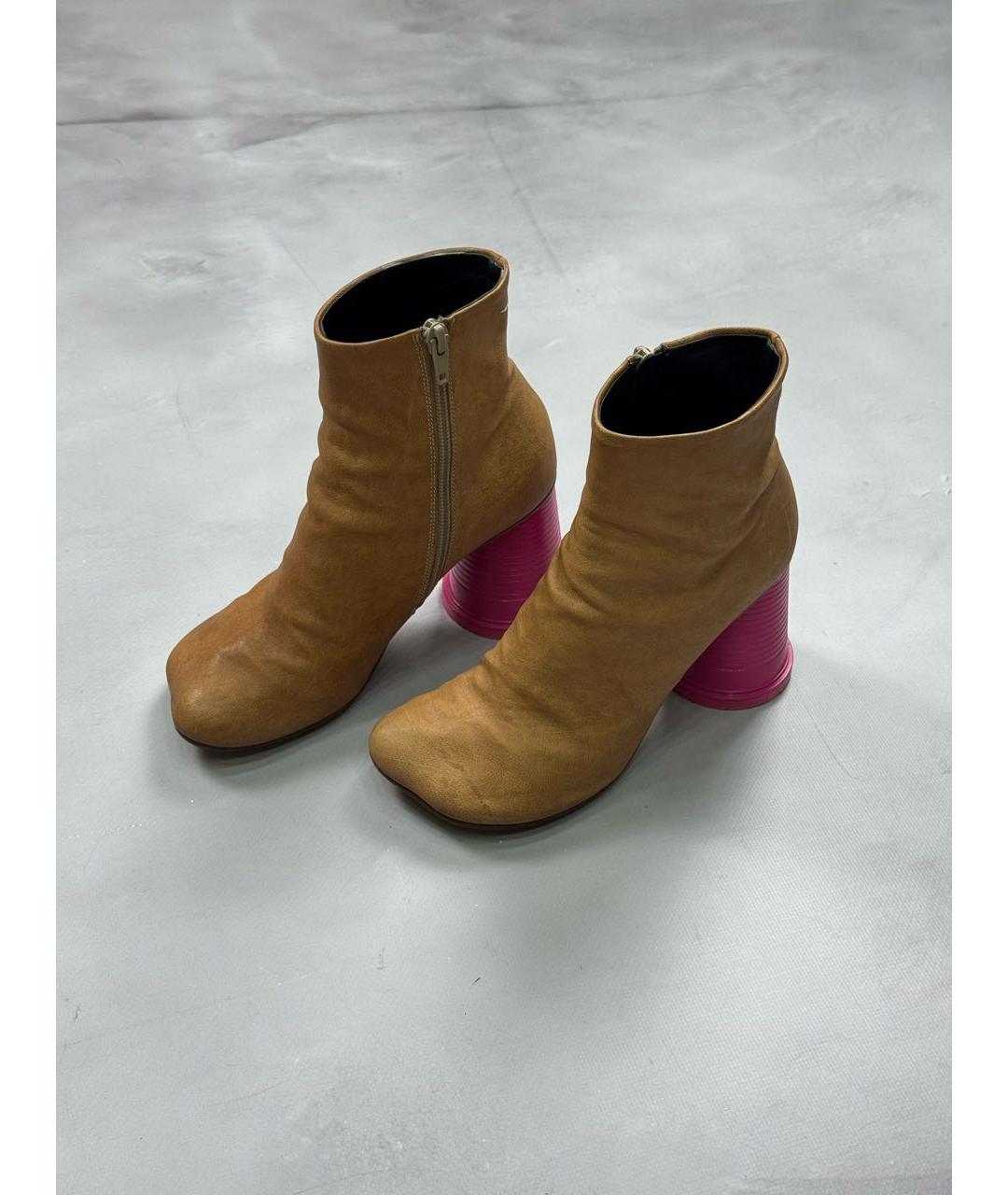 MM6 MAISON MARGIELA Коричневые кожаные ботильоны, фото 2