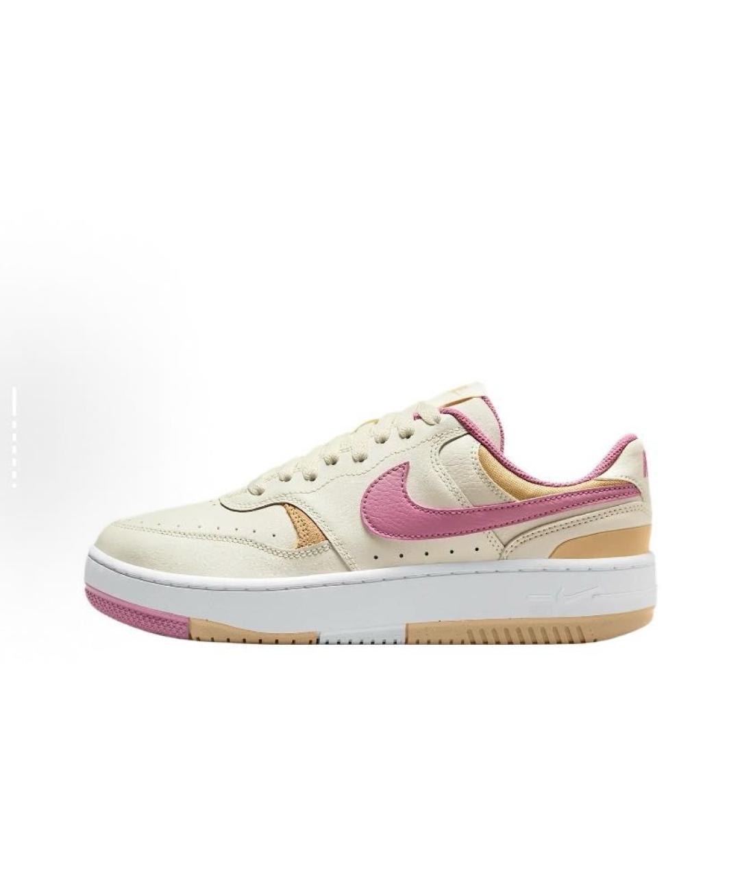 NIKE Бежевые кожаные кроссовки, фото 3