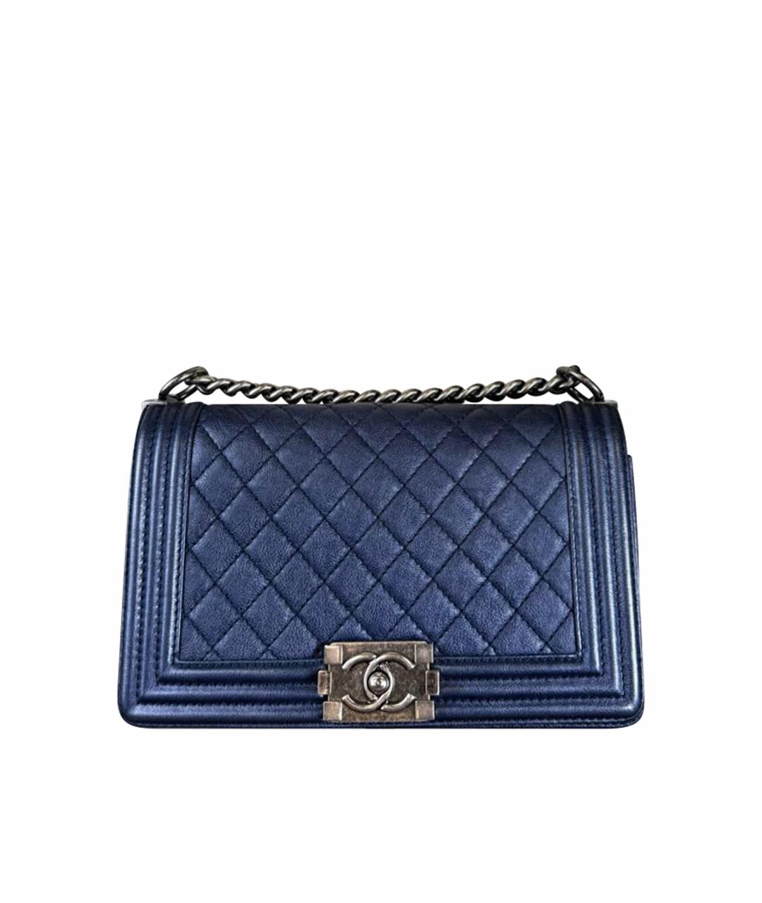 CHANEL Темно-синяя кожаная сумка через плечо, фото 1