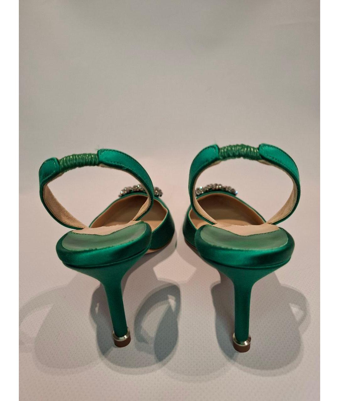 MANOLO BLAHNIK Зеленые лодочки на низком каблуке, фото 4