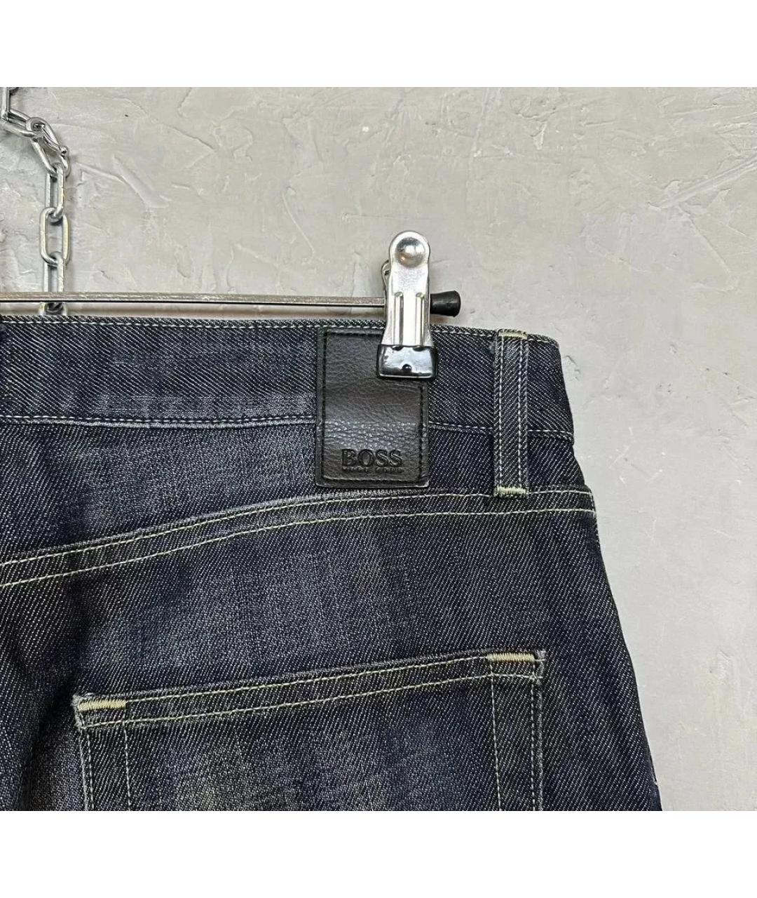 HUGO BOSS Темно-синие хлопковые прямые джинсы, фото 4