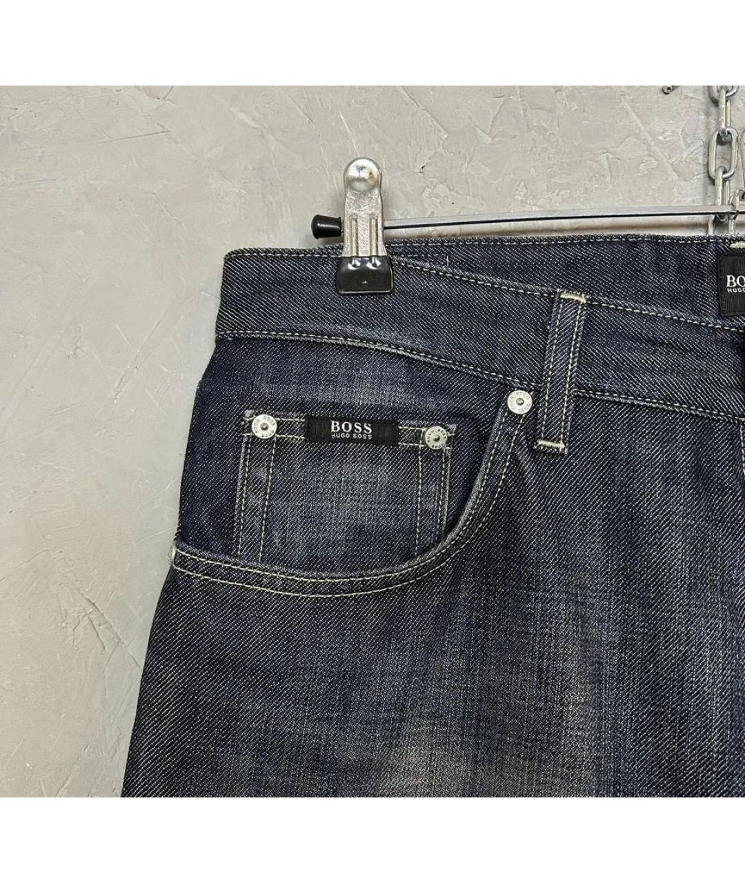 HUGO BOSS Темно-синие хлопковые прямые джинсы, фото 6