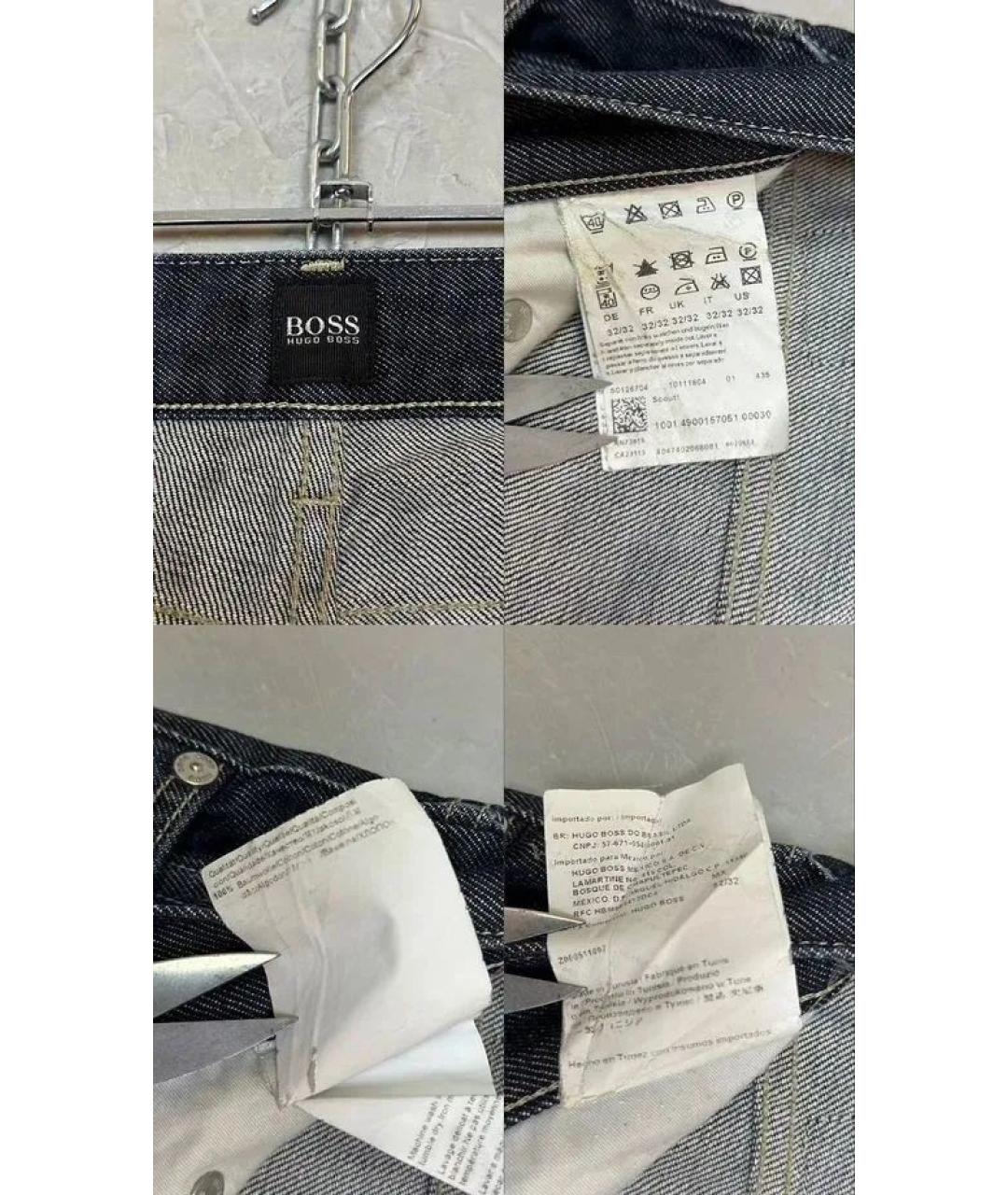HUGO BOSS Темно-синие хлопковые прямые джинсы, фото 8