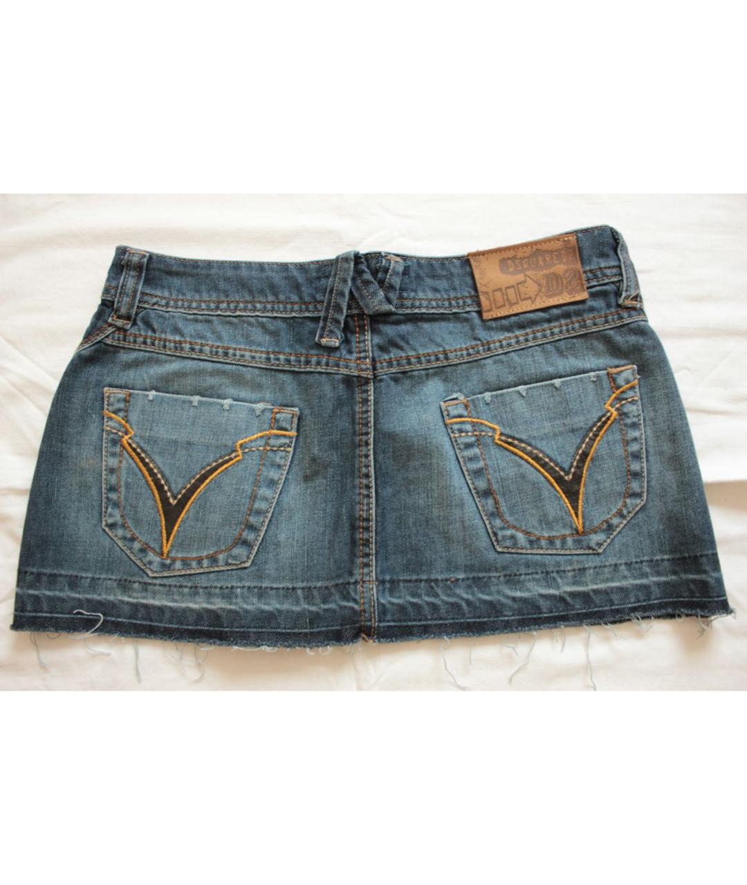 DSQUARED2 Темно-синяя деним юбка мини, фото 2