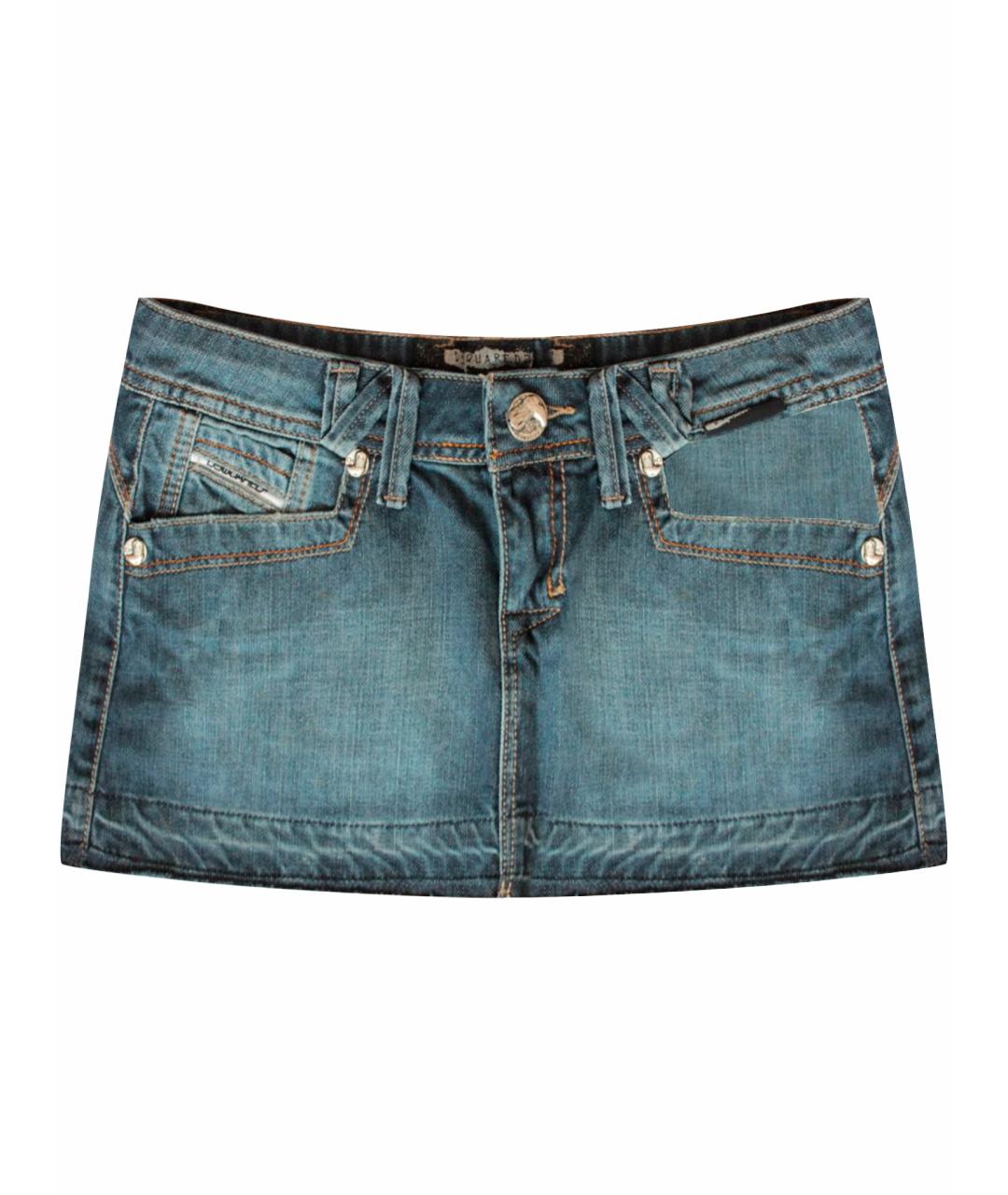 DSQUARED2 Темно-синяя деним юбка мини, фото 1