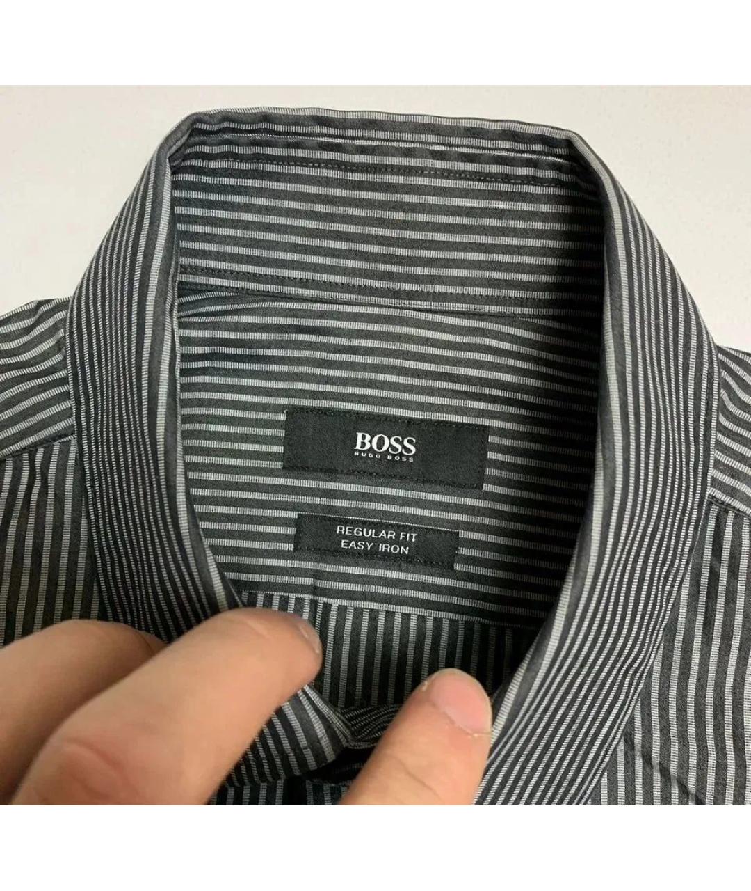 HUGO BOSS Серая хлопковая кэжуал рубашка, фото 3