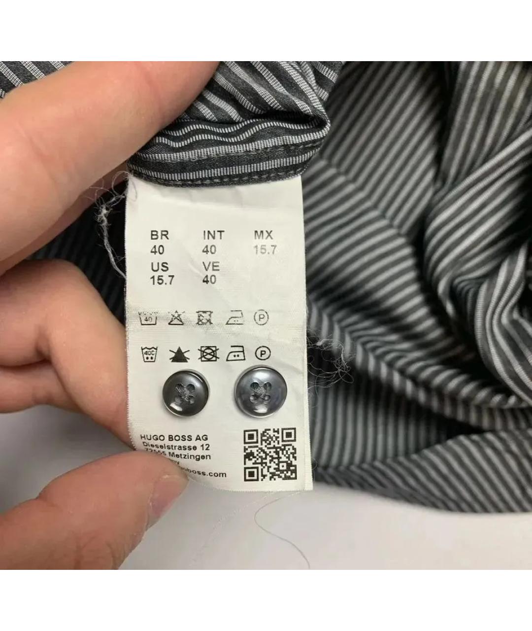 HUGO BOSS Серая хлопковая кэжуал рубашка, фото 5