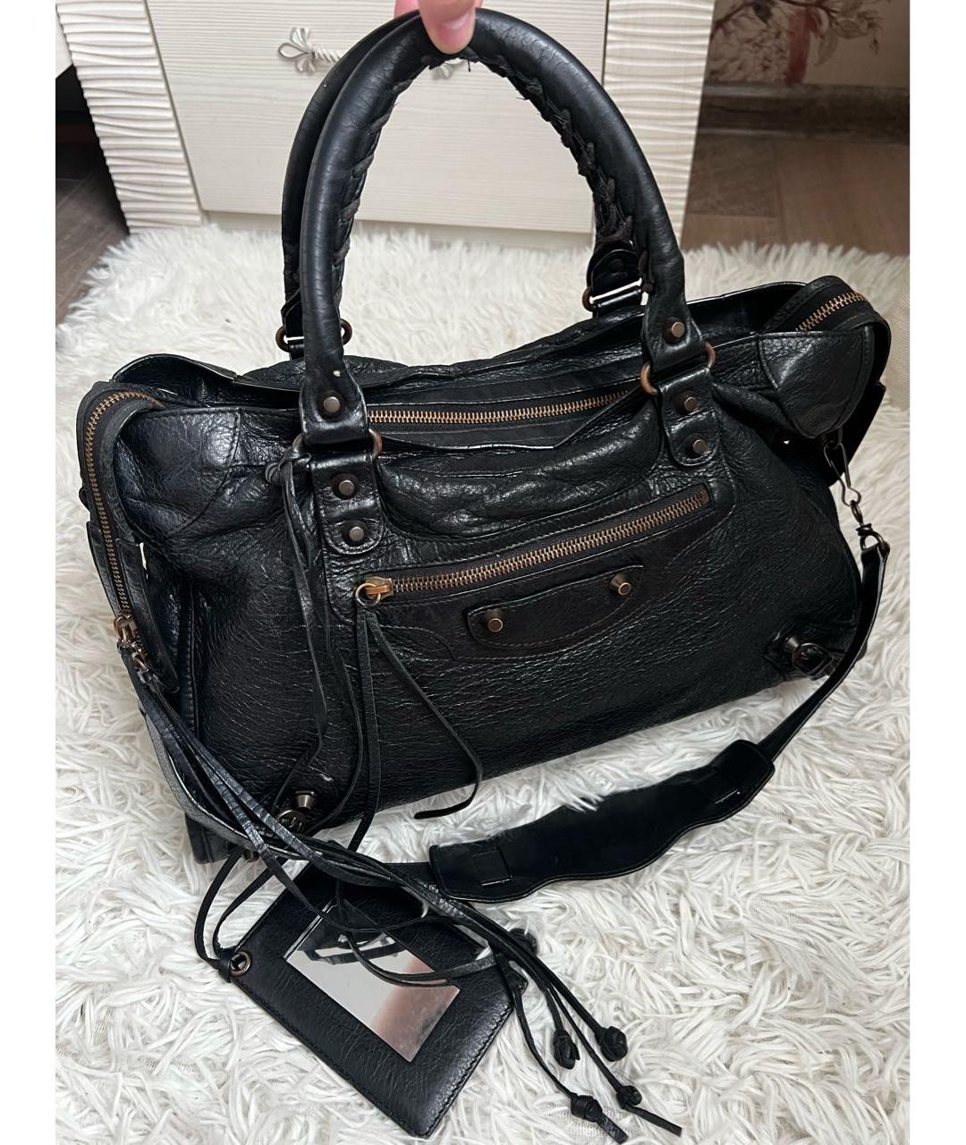 BALENCIAGA Черная кожаная сумка с короткими ручками, фото 7