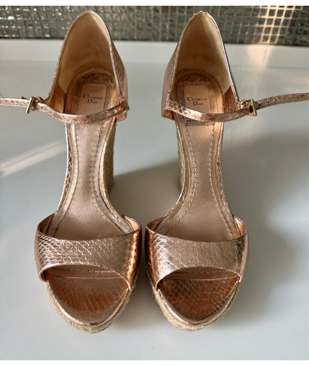 CHRISTIAN DIOR Коралловые кожаные эспадрильи, фото 2