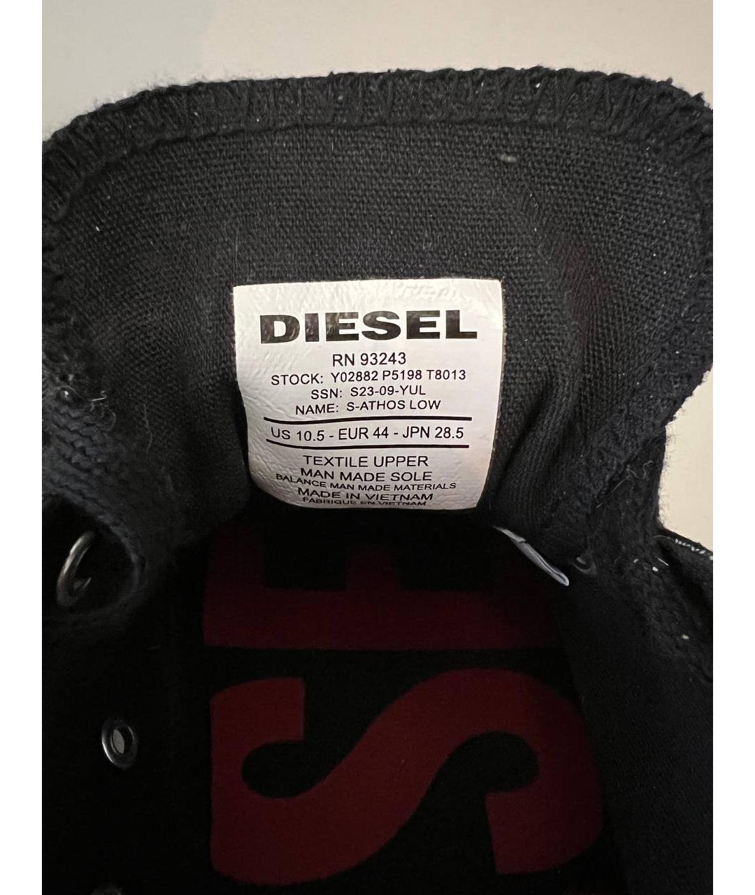 DIESEL Черные текстильные низкие кроссовки / кеды, фото 5