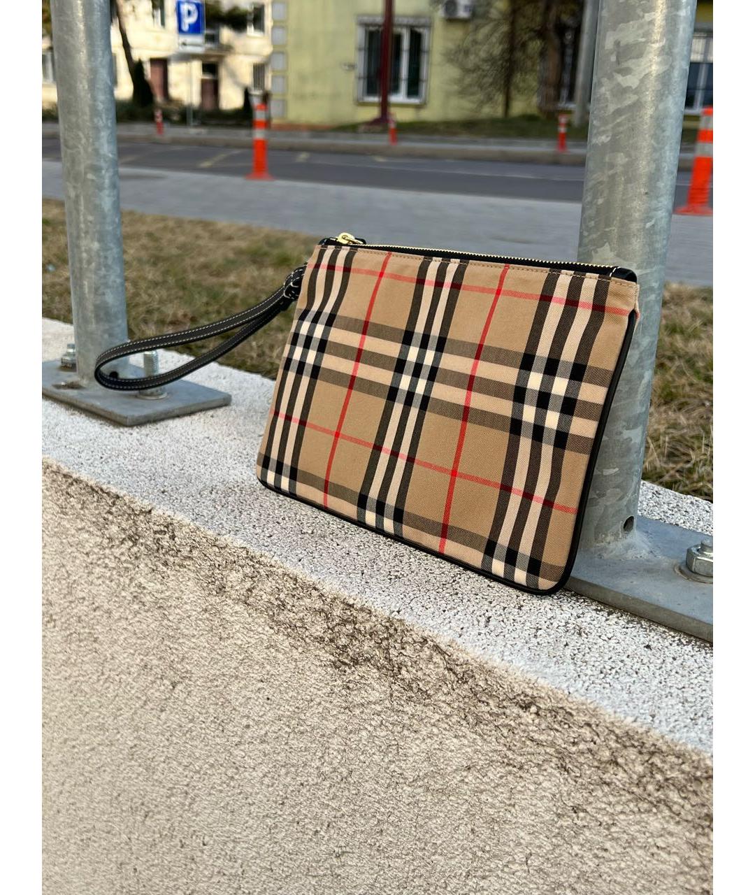 BURBERRY Бежевая тканевая косметичка, фото 8
