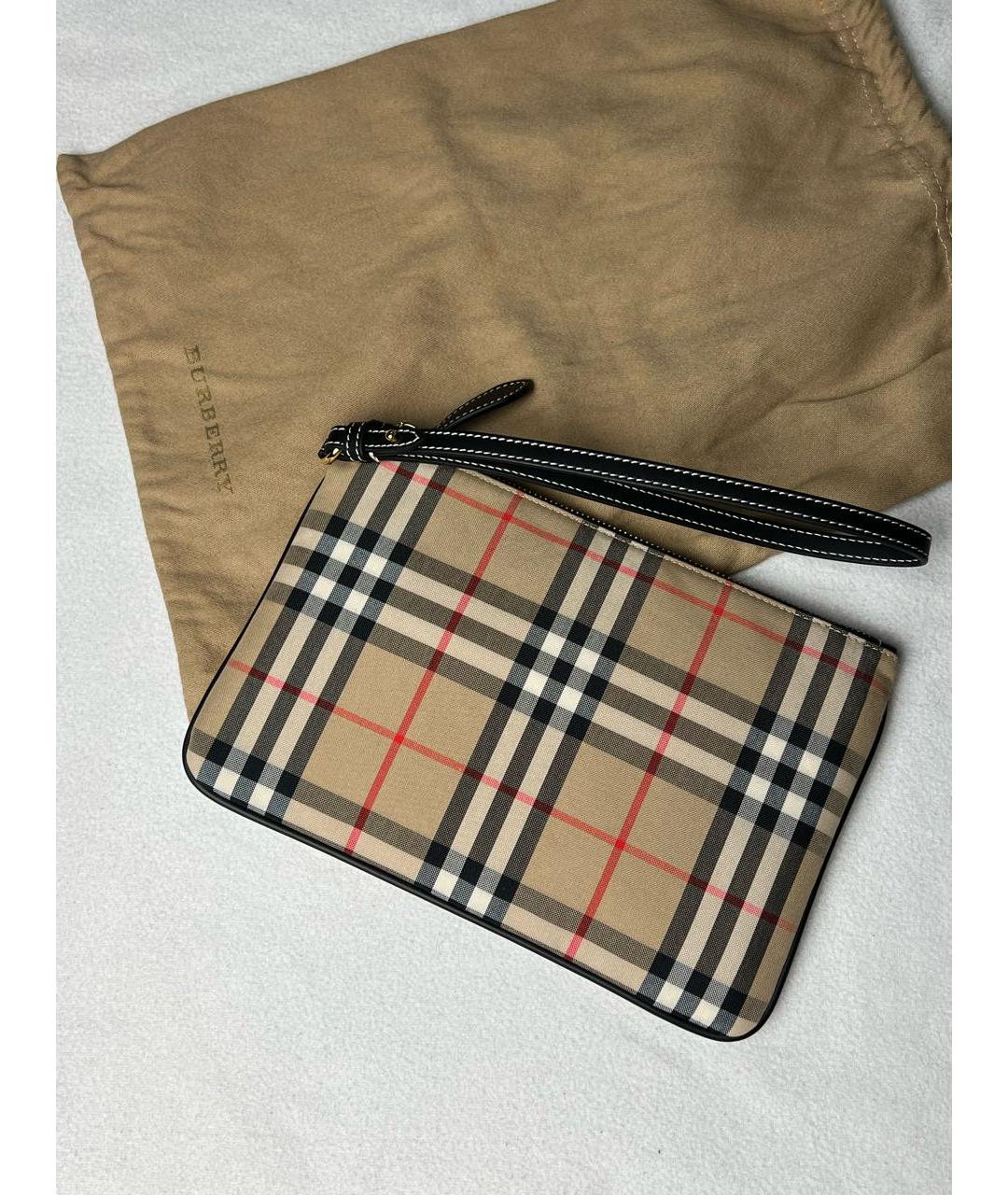 BURBERRY Бежевая тканевая косметичка, фото 9