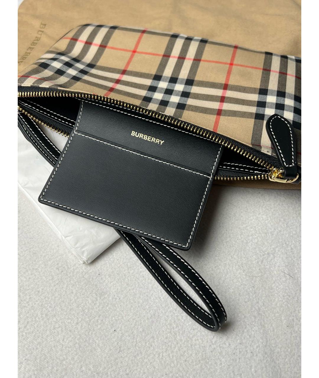 BURBERRY Бежевая тканевая косметичка, фото 3