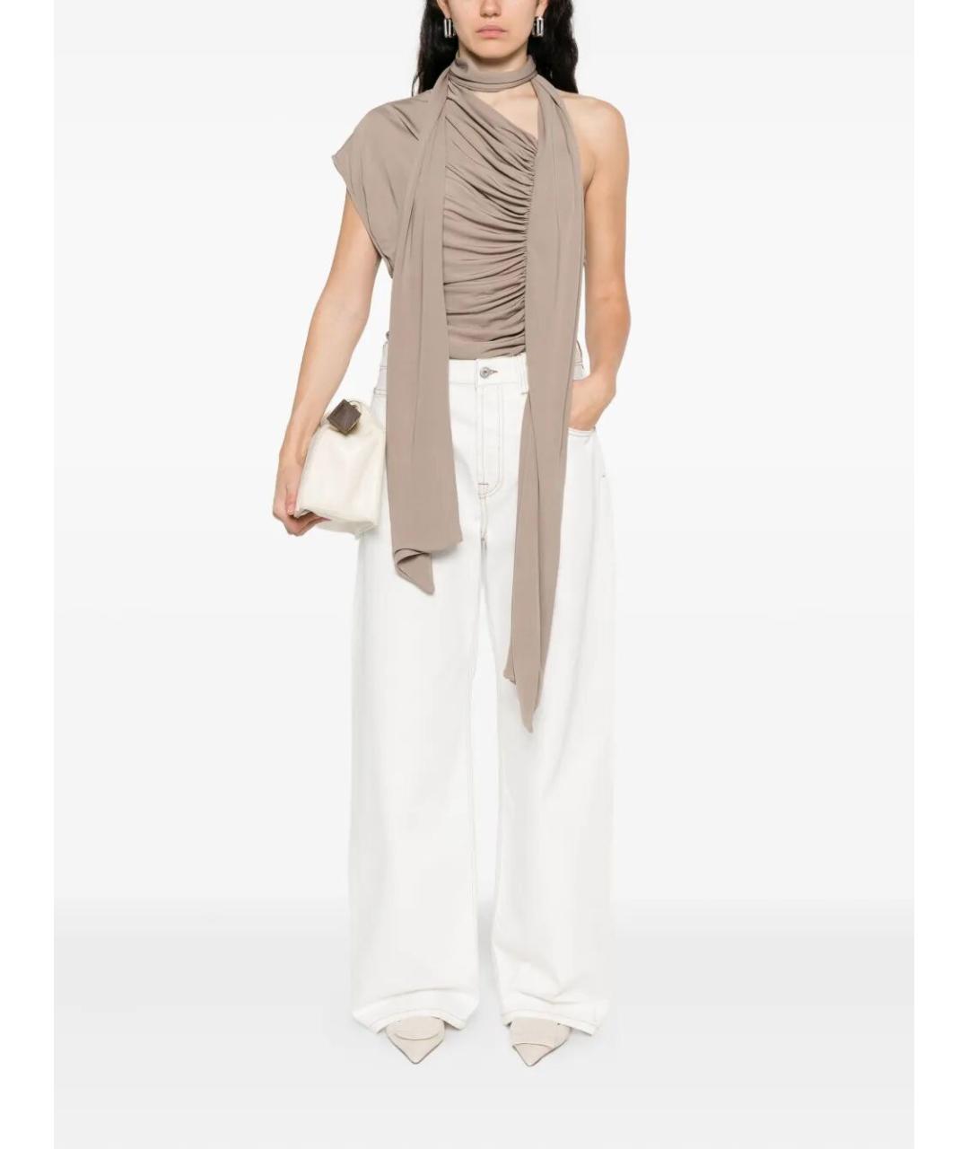 JACQUEMUS Белые хлопковые прямые джинсы, фото 2