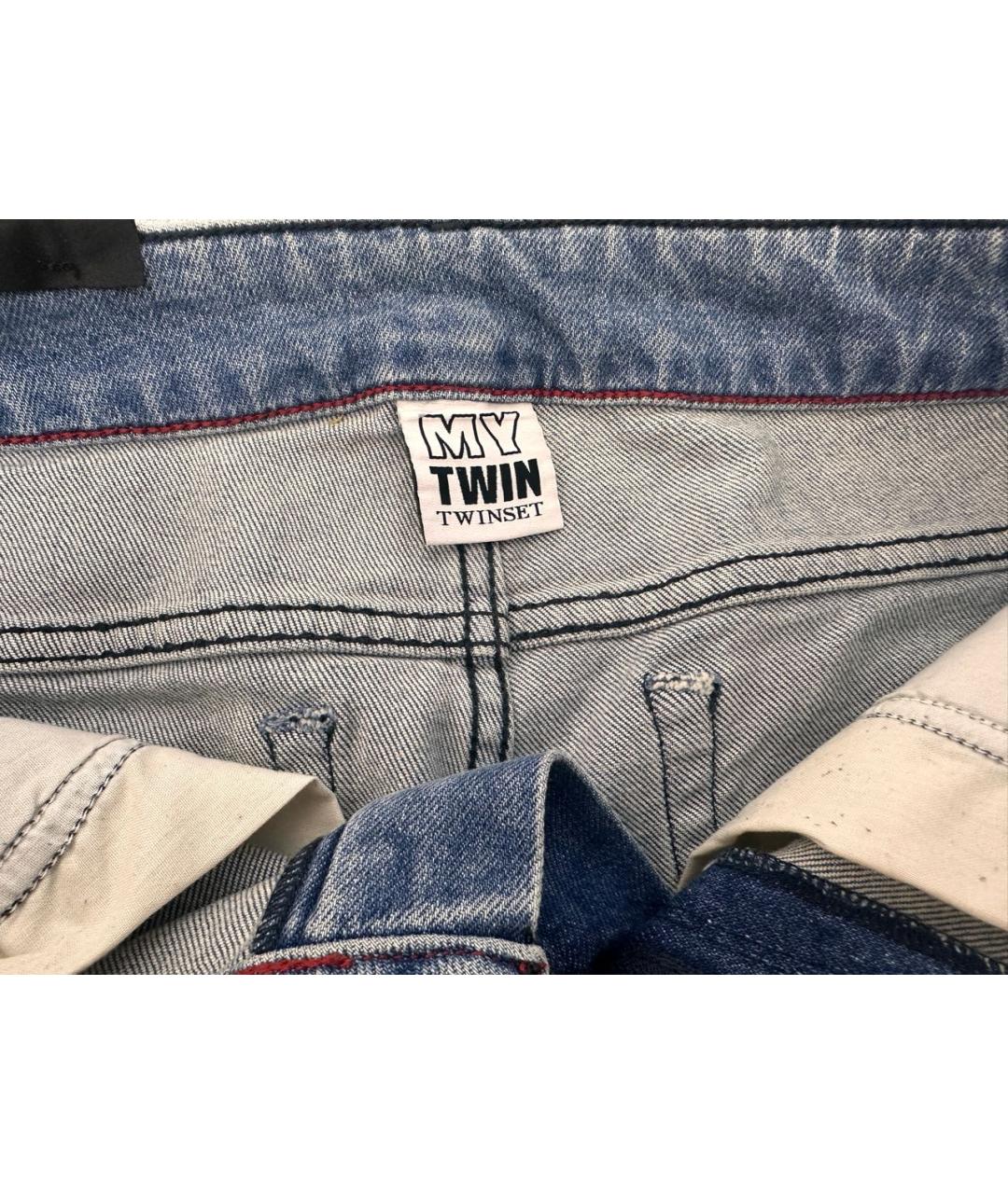 TWIN-SET Голубые хлопко-эластановые джинсы слим, фото 3
