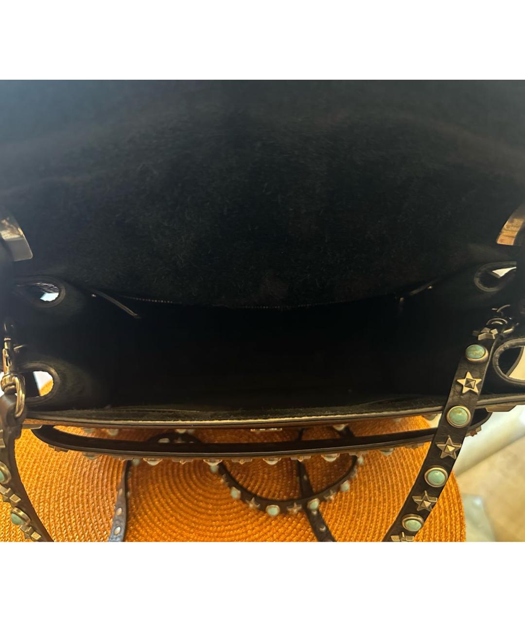 VALENTINO Черная кожаная сумка через плечо, фото 4