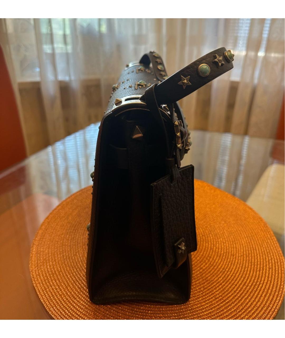 VALENTINO Черная кожаная сумка через плечо, фото 2