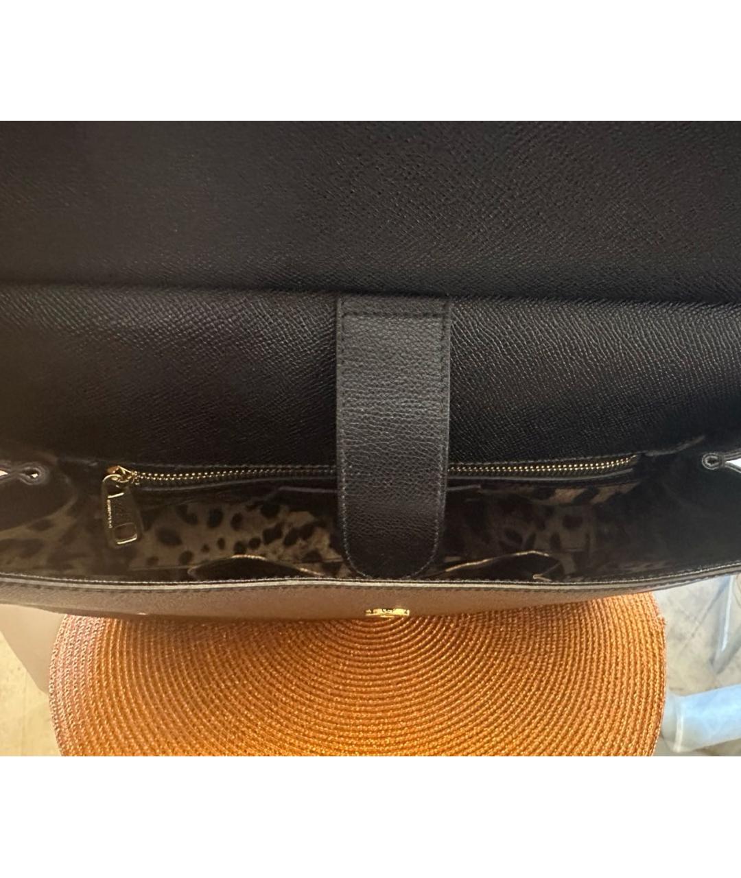 DOLCE&GABBANA Черная кожаная сумка с короткими ручками, фото 4