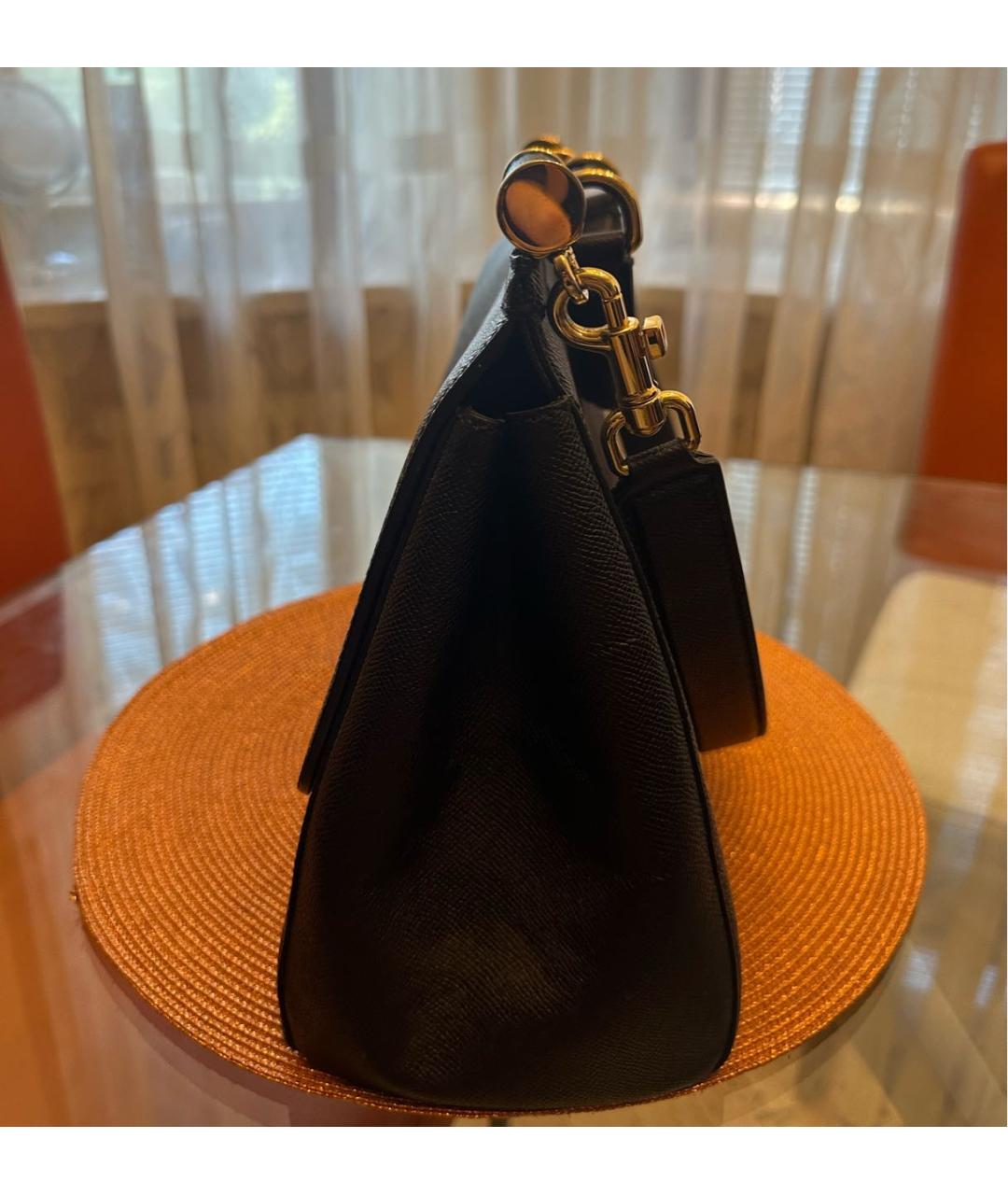 DOLCE&GABBANA Черная кожаная сумка с короткими ручками, фото 3