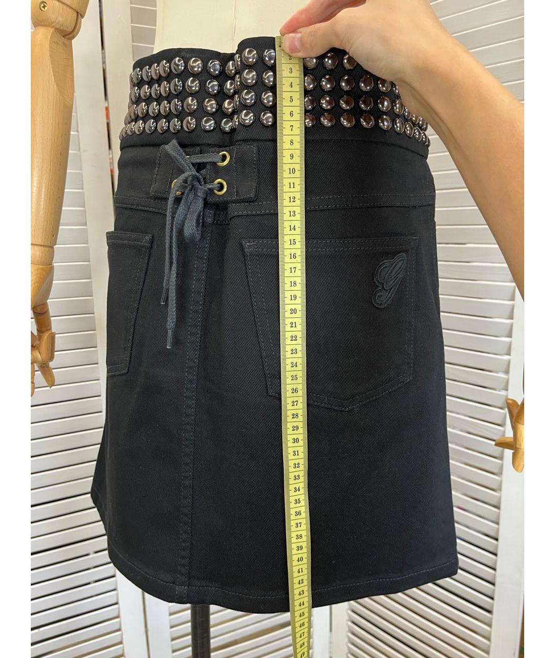 GUCCI Черная хлопко-эластановая юбка мини, фото 4