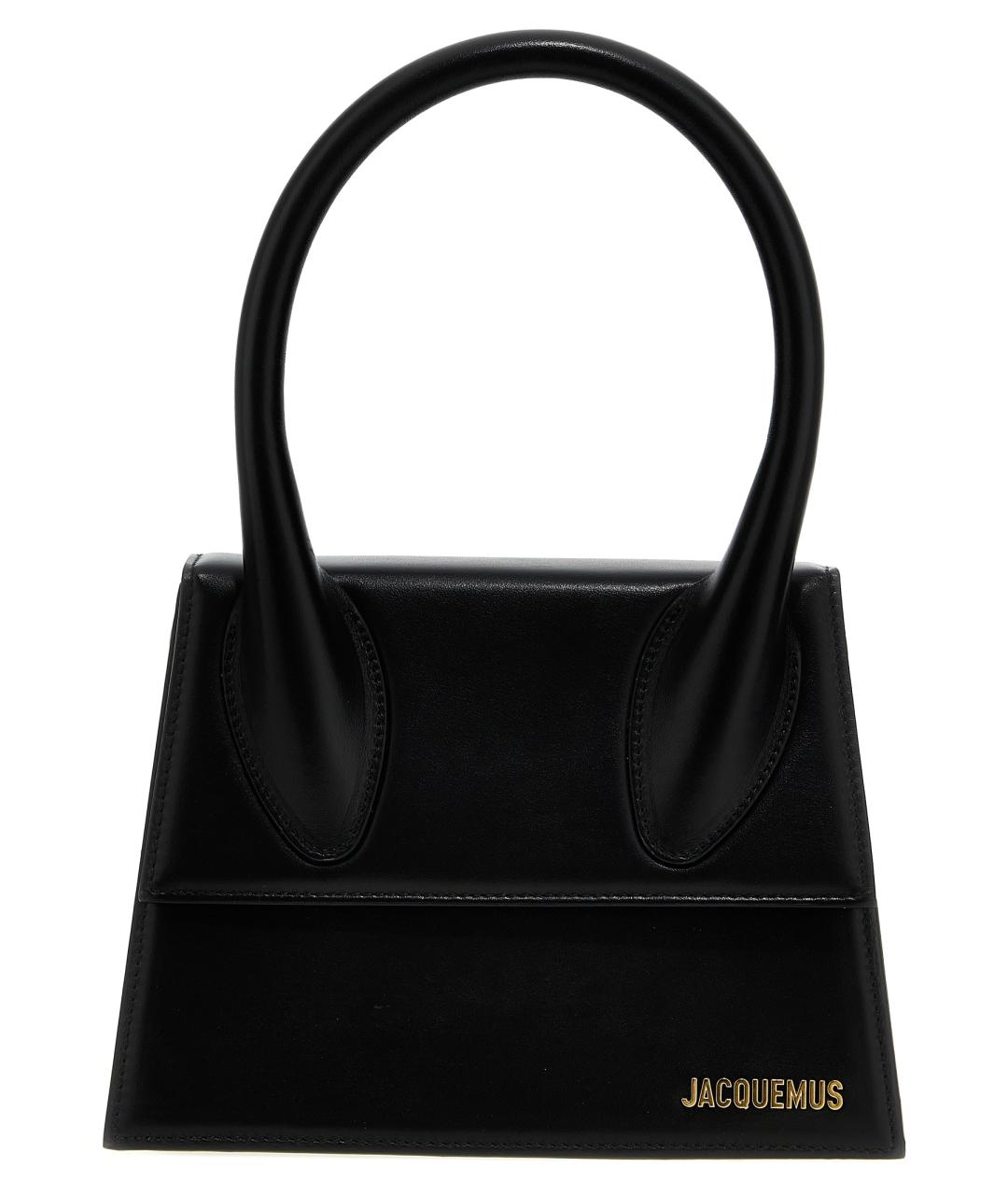 JACQUEMUS Черная кожаная сумка с короткими ручками, фото 1