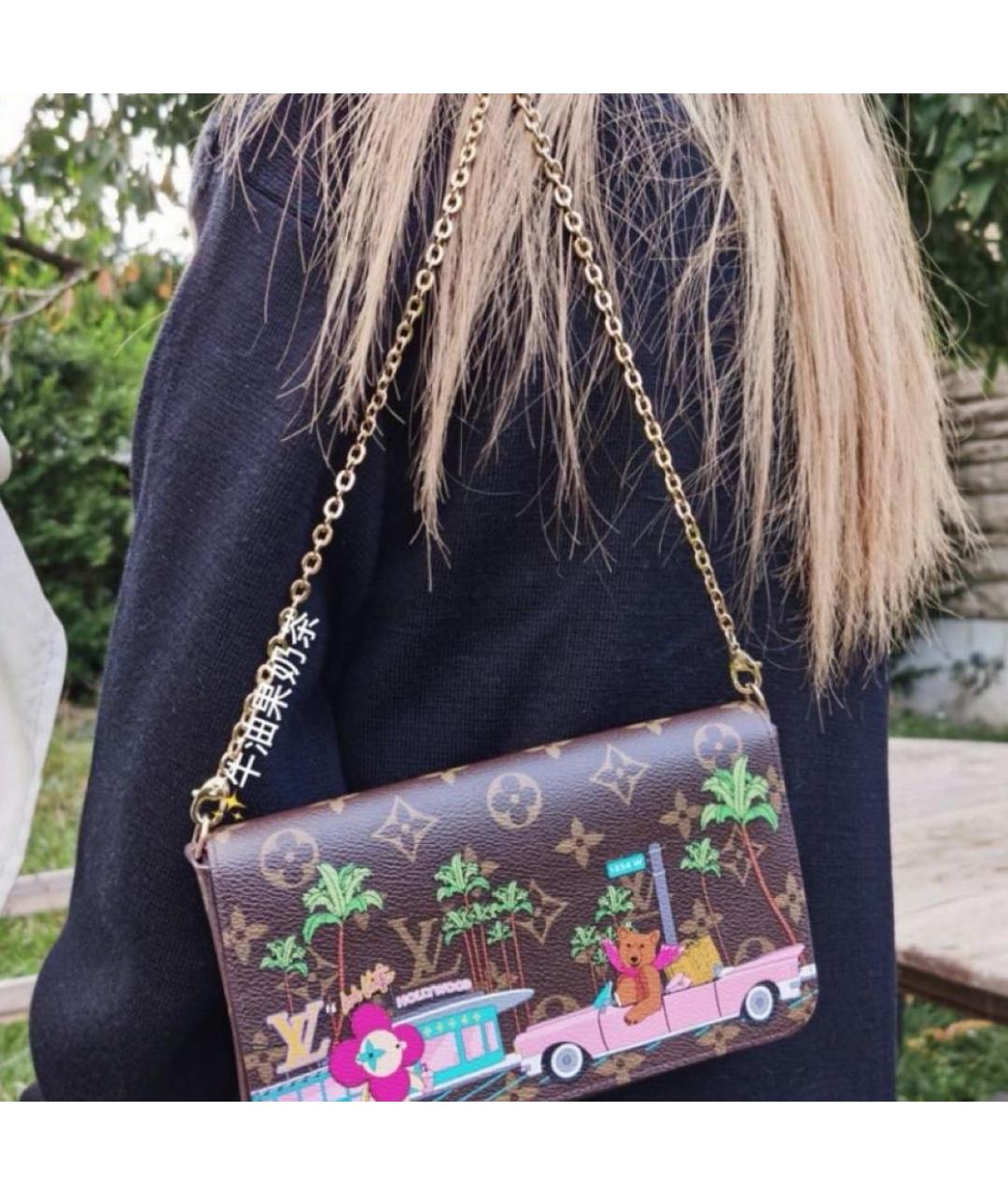 LOUIS VUITTON Коричневая кожаная сумка с короткими ручками, фото 7