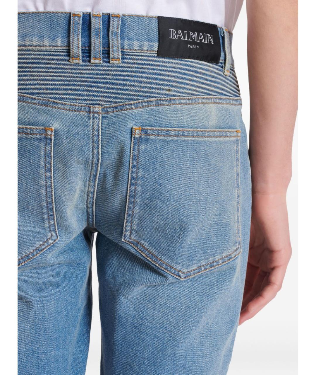 BALMAIN Голубые хлопко-эластановые джинсы скинни, фото 6