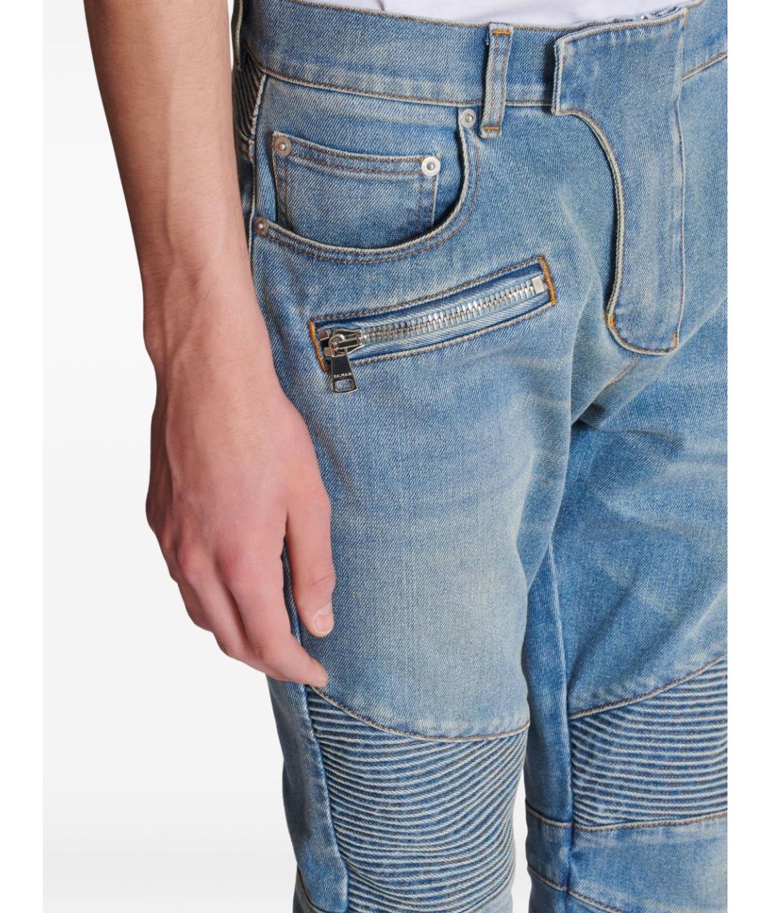 BALMAIN Голубые хлопко-эластановые джинсы скинни, фото 2
