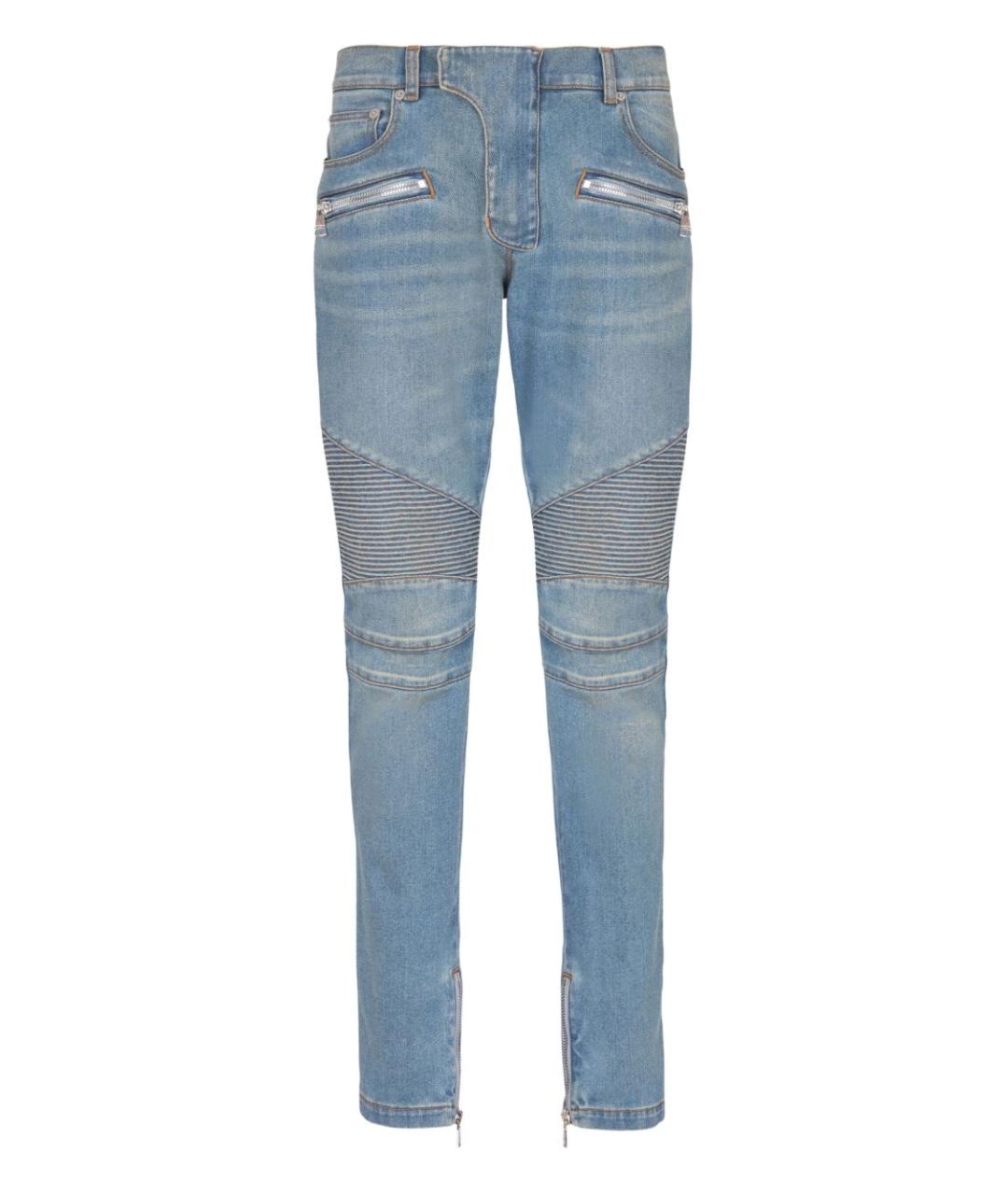 BALMAIN Голубые хлопко-эластановые джинсы скинни, фото 1