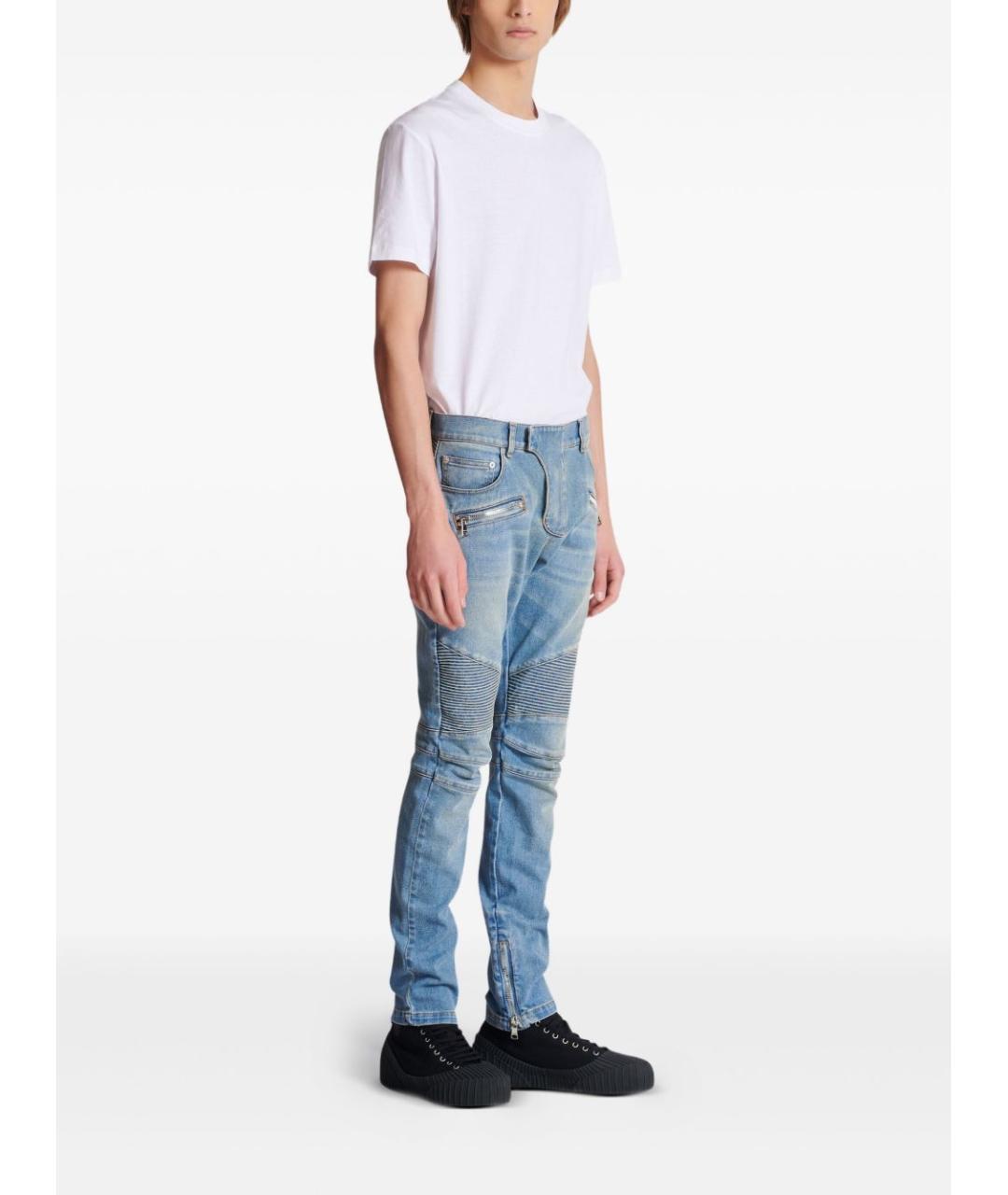 BALMAIN Голубые хлопко-эластановые джинсы скинни, фото 3
