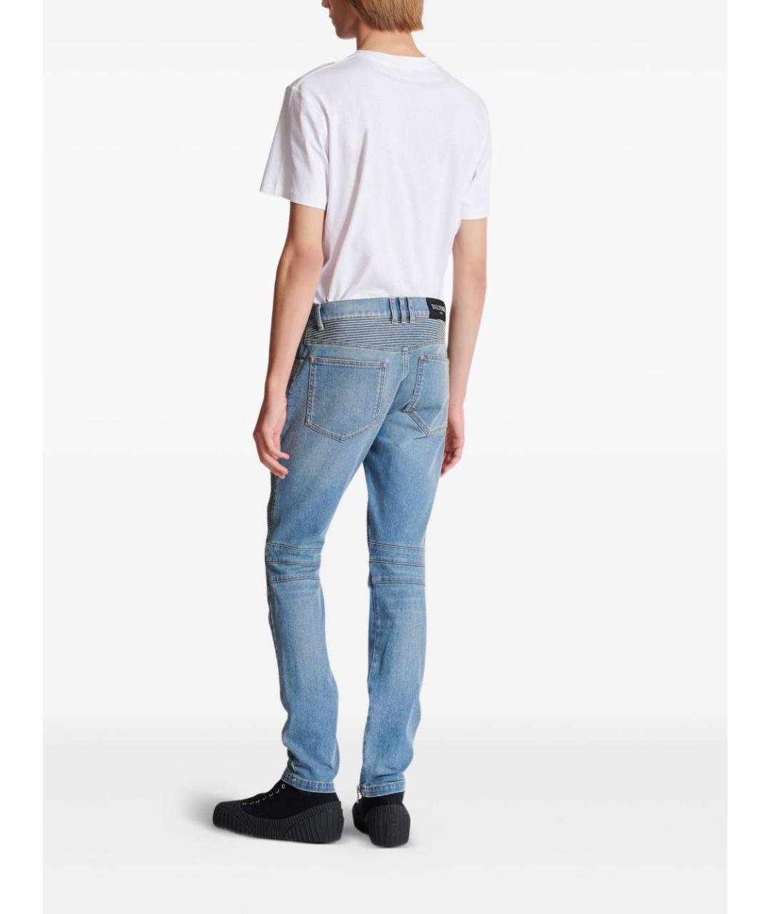 BALMAIN Голубые хлопко-эластановые джинсы скинни, фото 7