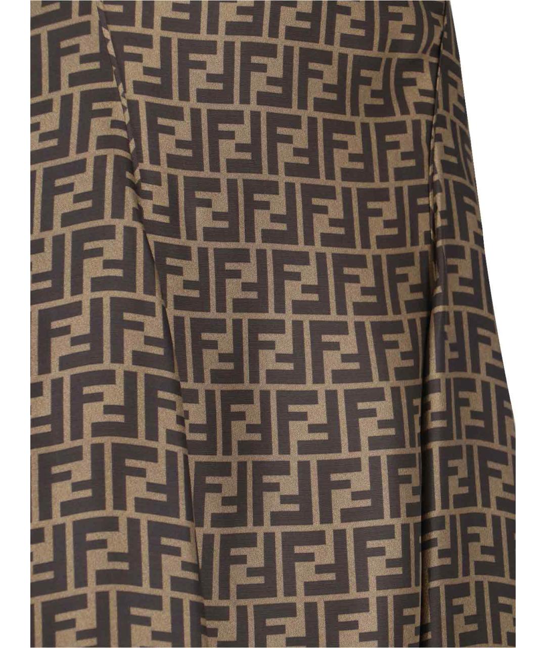 FENDI Коричневая шелковая юбка макси, фото 4