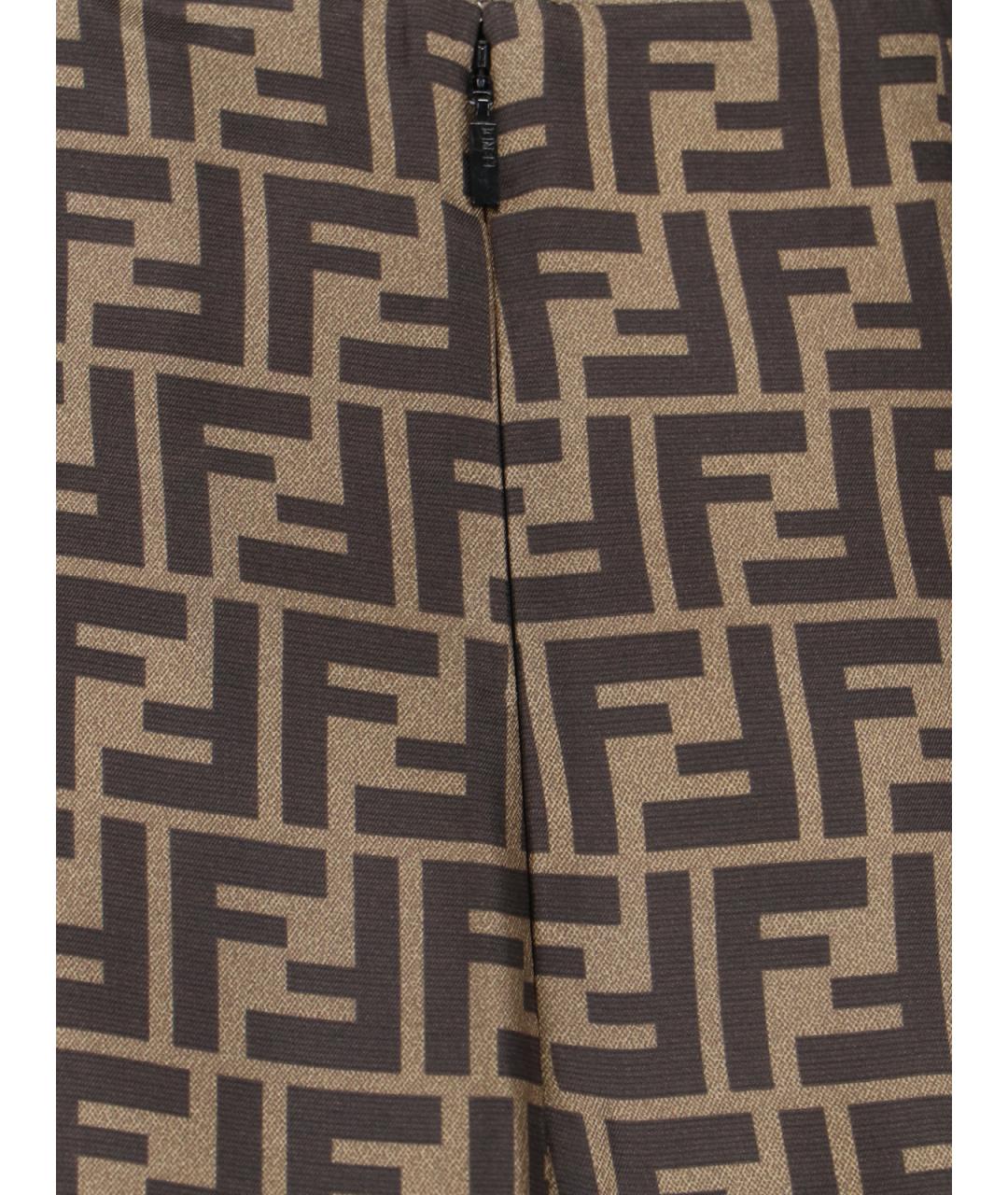 FENDI Коричневая шелковая юбка макси, фото 5