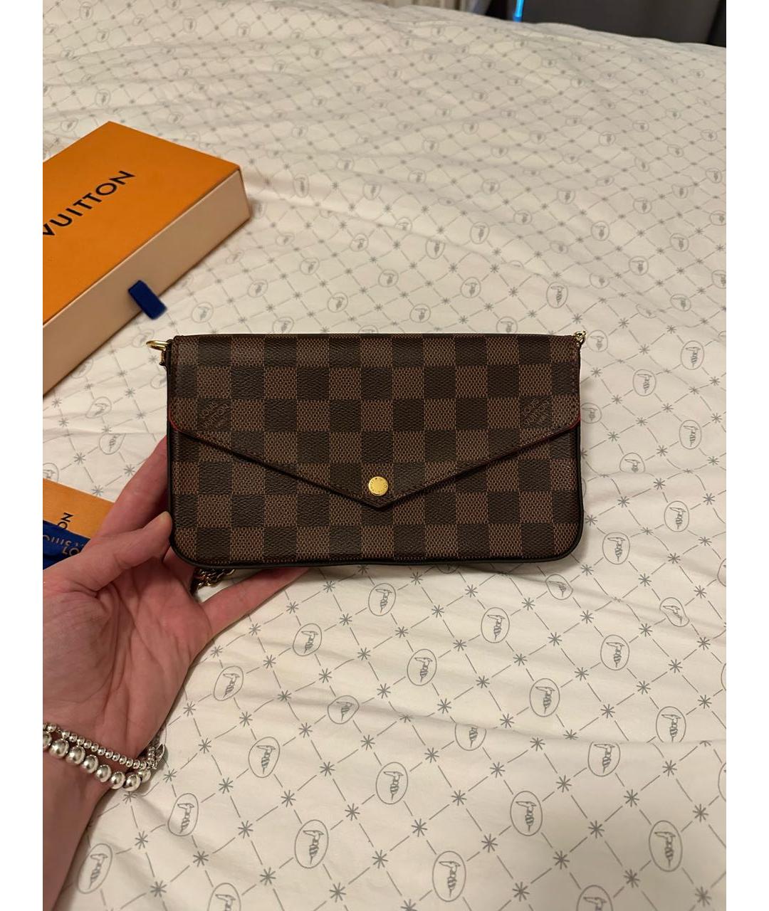 LOUIS VUITTON Коричневая кожаная сумка через плечо, фото 8