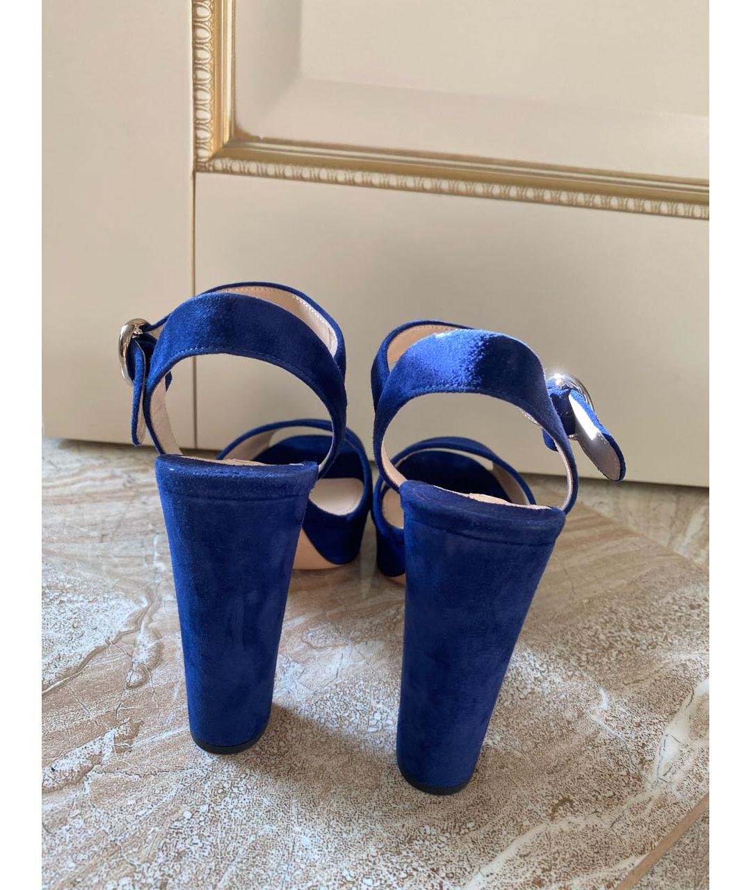 PRADA Синие замшевые босоножки, фото 4
