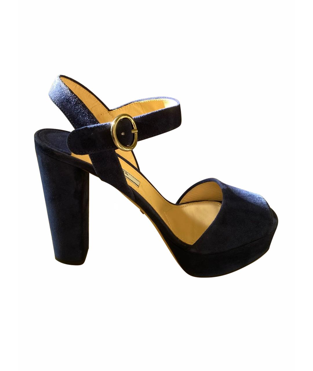 PRADA Синие замшевые босоножки, фото 1