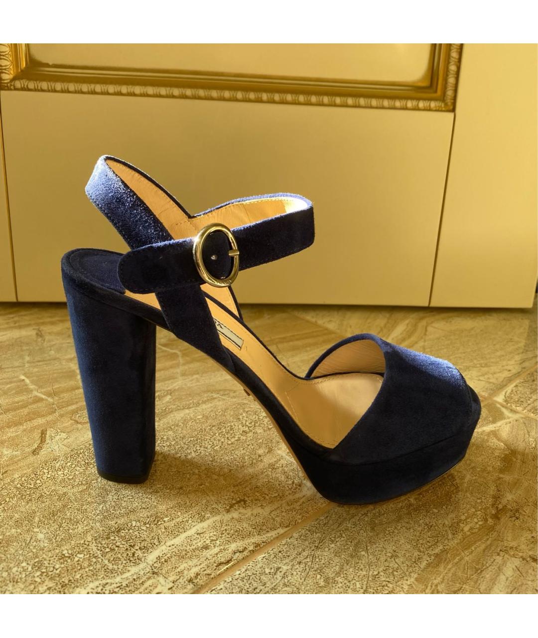 PRADA Синие замшевые босоножки, фото 9