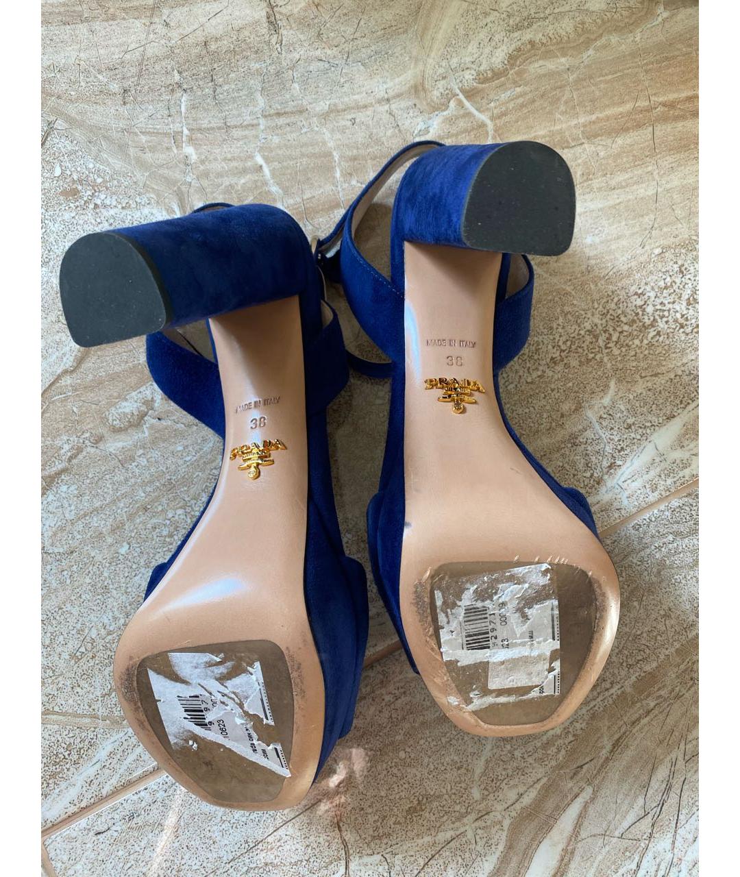 PRADA Синие замшевые босоножки, фото 8