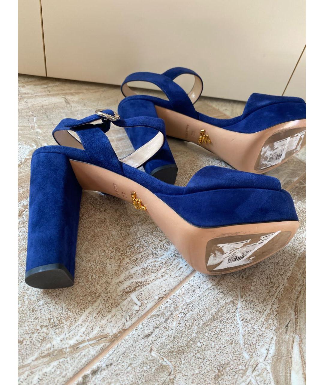 PRADA Синие замшевые босоножки, фото 7