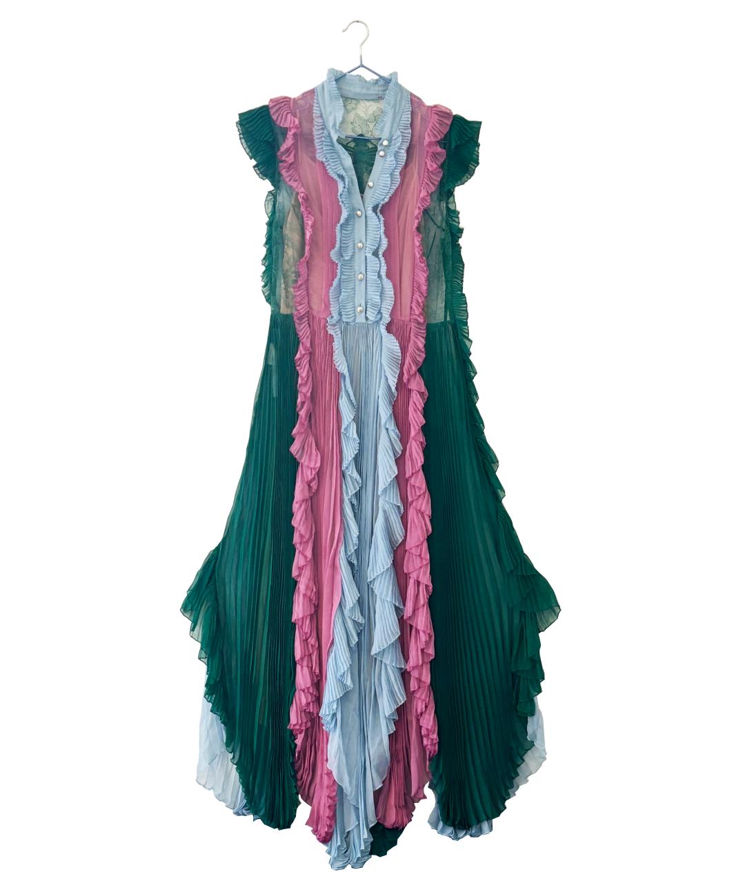 GUCCI Мульти шифоновое вечернее платье, фото 1