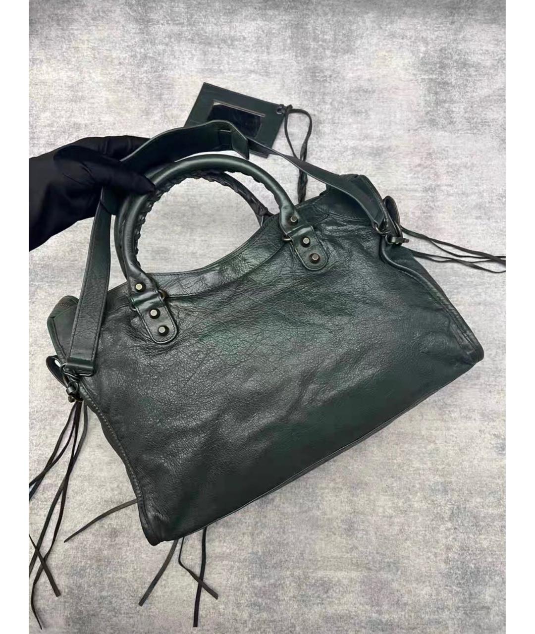 BALENCIAGA Зеленая кожаная сумка с короткими ручками, фото 3