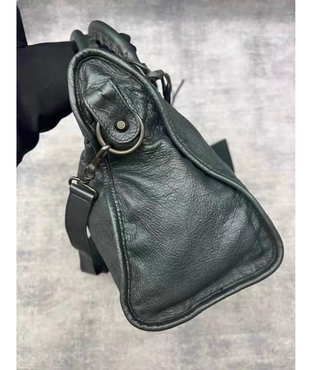 BALENCIAGA Зеленая кожаная сумка с короткими ручками, фото 6