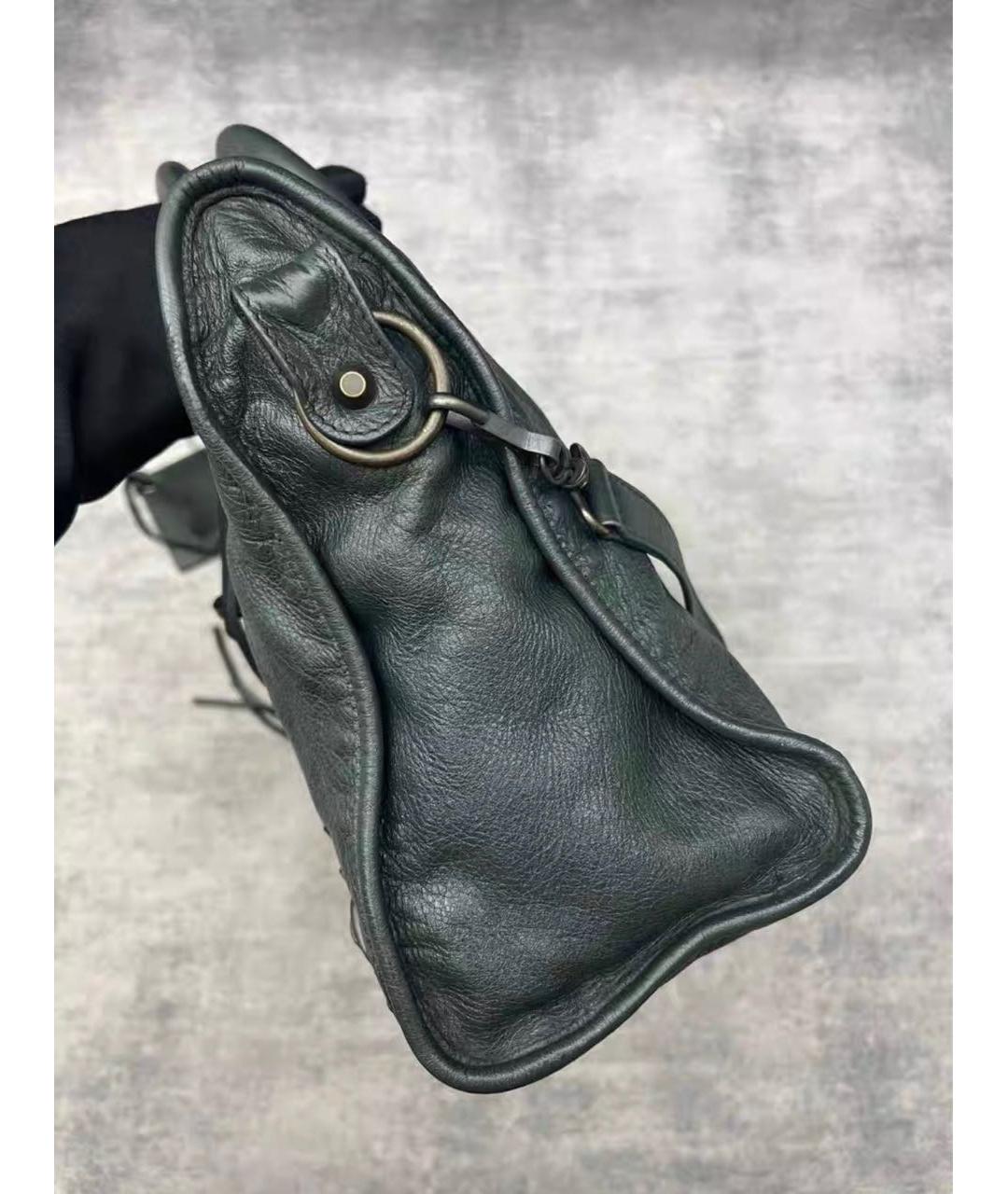 BALENCIAGA Зеленая кожаная сумка с короткими ручками, фото 5