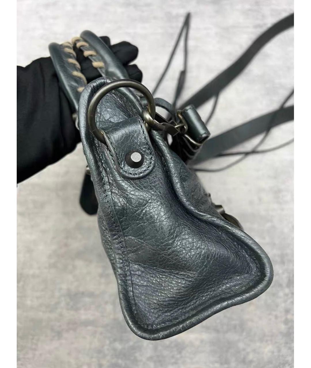 BALENCIAGA Зеленая кожаная сумка с короткими ручками, фото 6