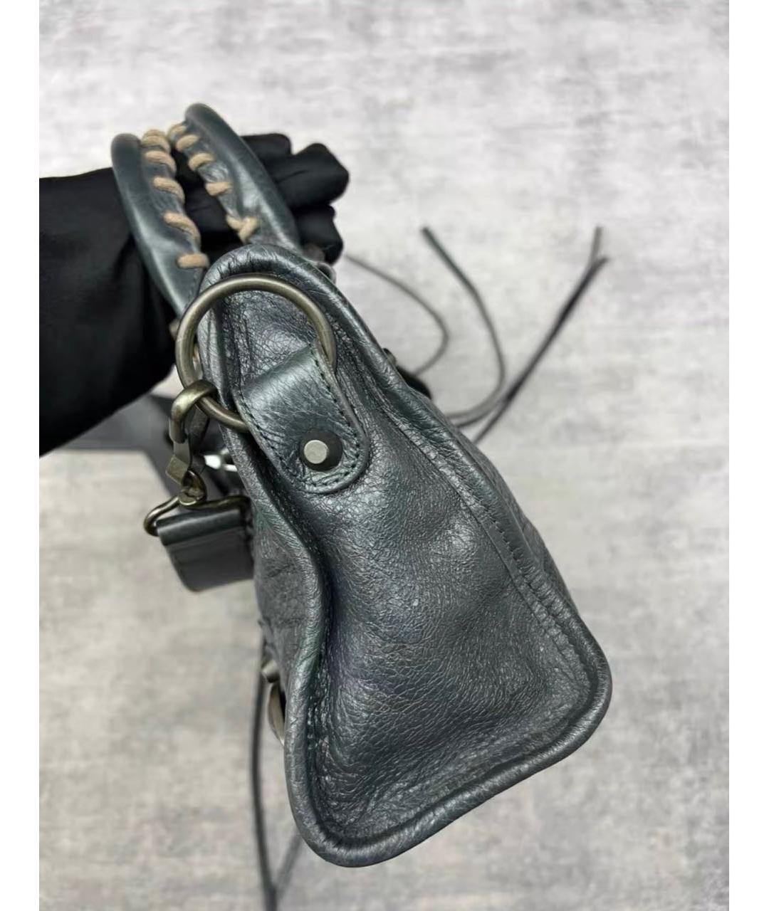 BALENCIAGA Зеленая кожаная сумка с короткими ручками, фото 5